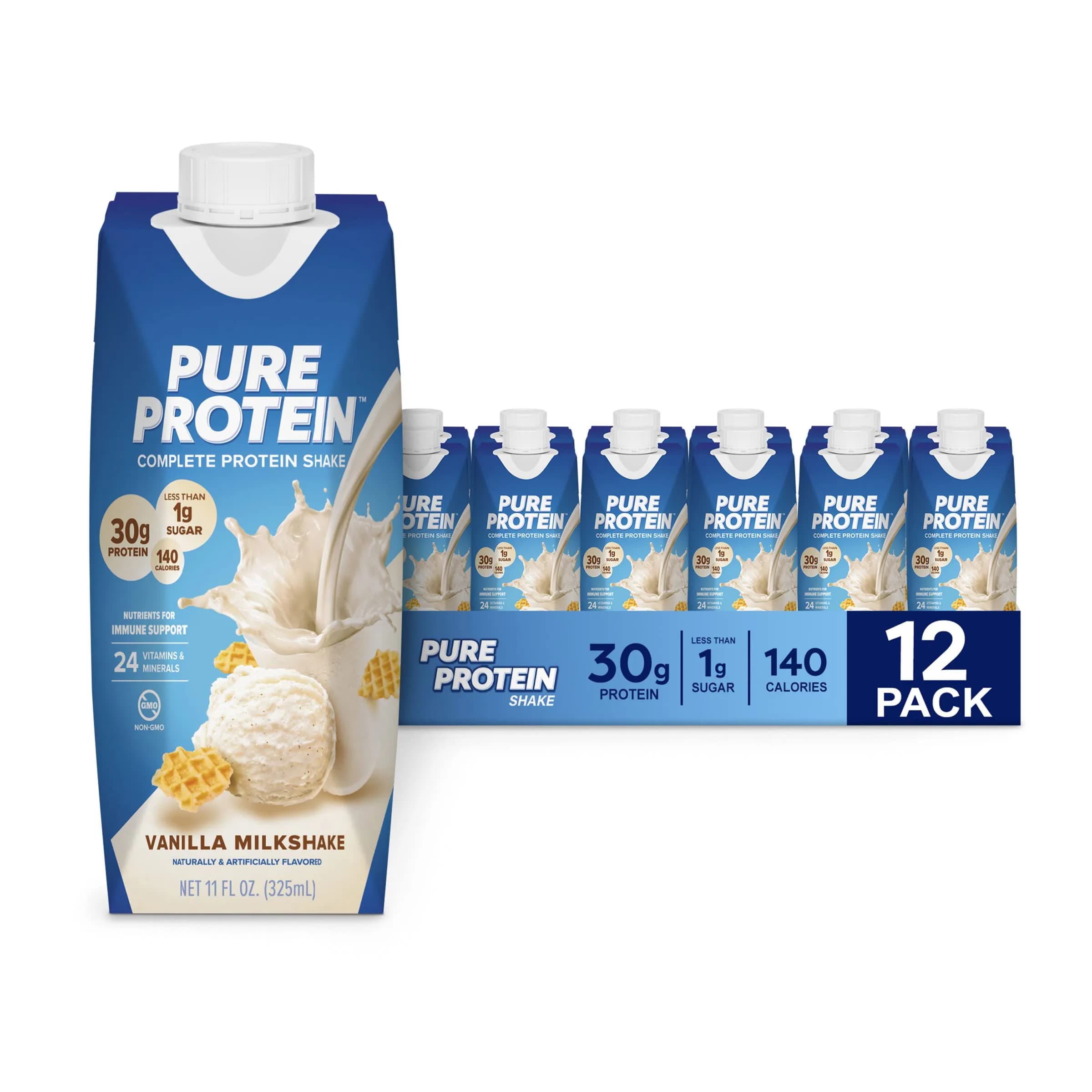 Pure Protein Vanilla Protein Shake 355ml (11 Fl Oz) | 30g Complete Protein, Low Sugar, Keto-Friendly - main product image