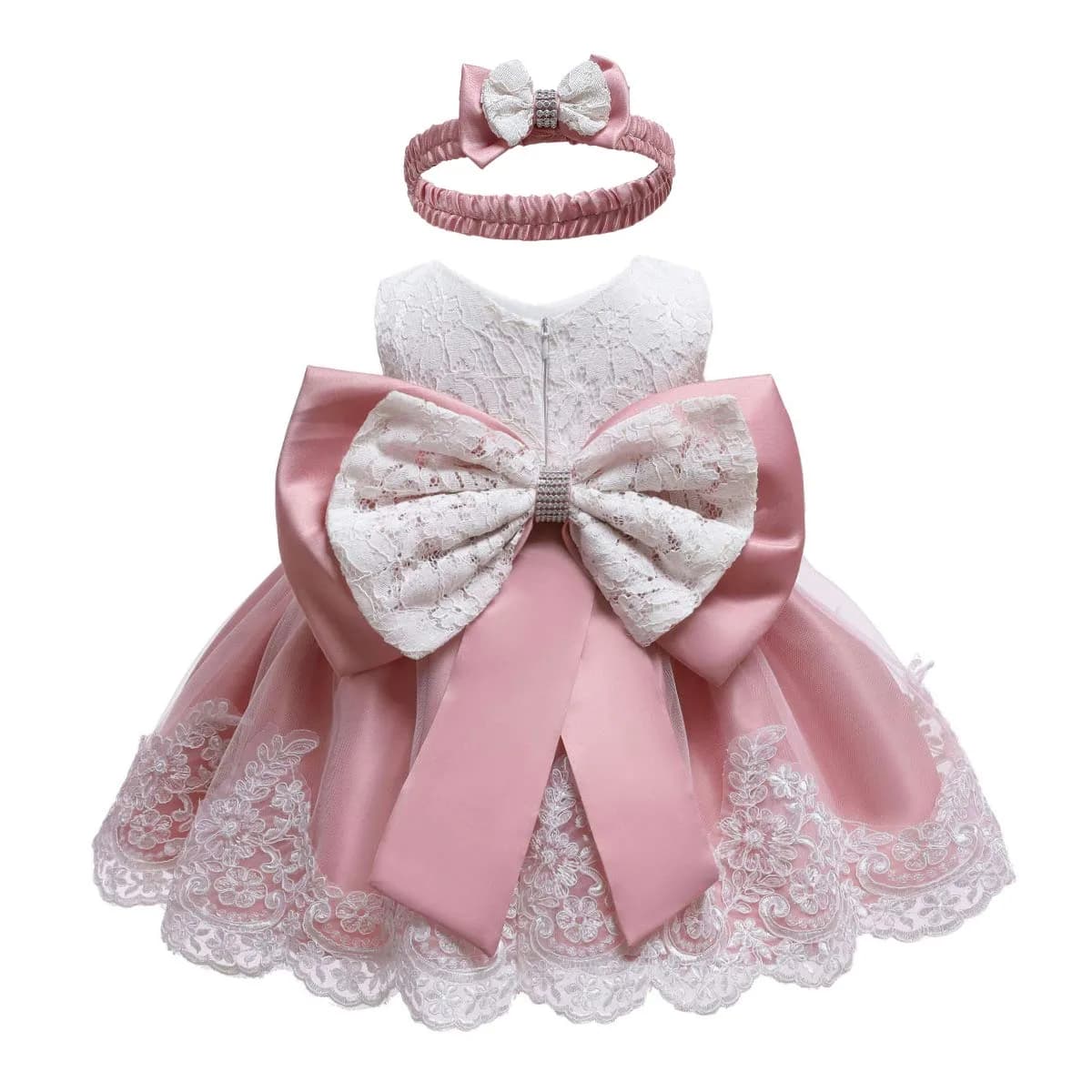 WZSYGDTC Baby Girl Christmas Easter Dress 3-6 Months | Formal Party Gown with Floral Embroidery - main product image