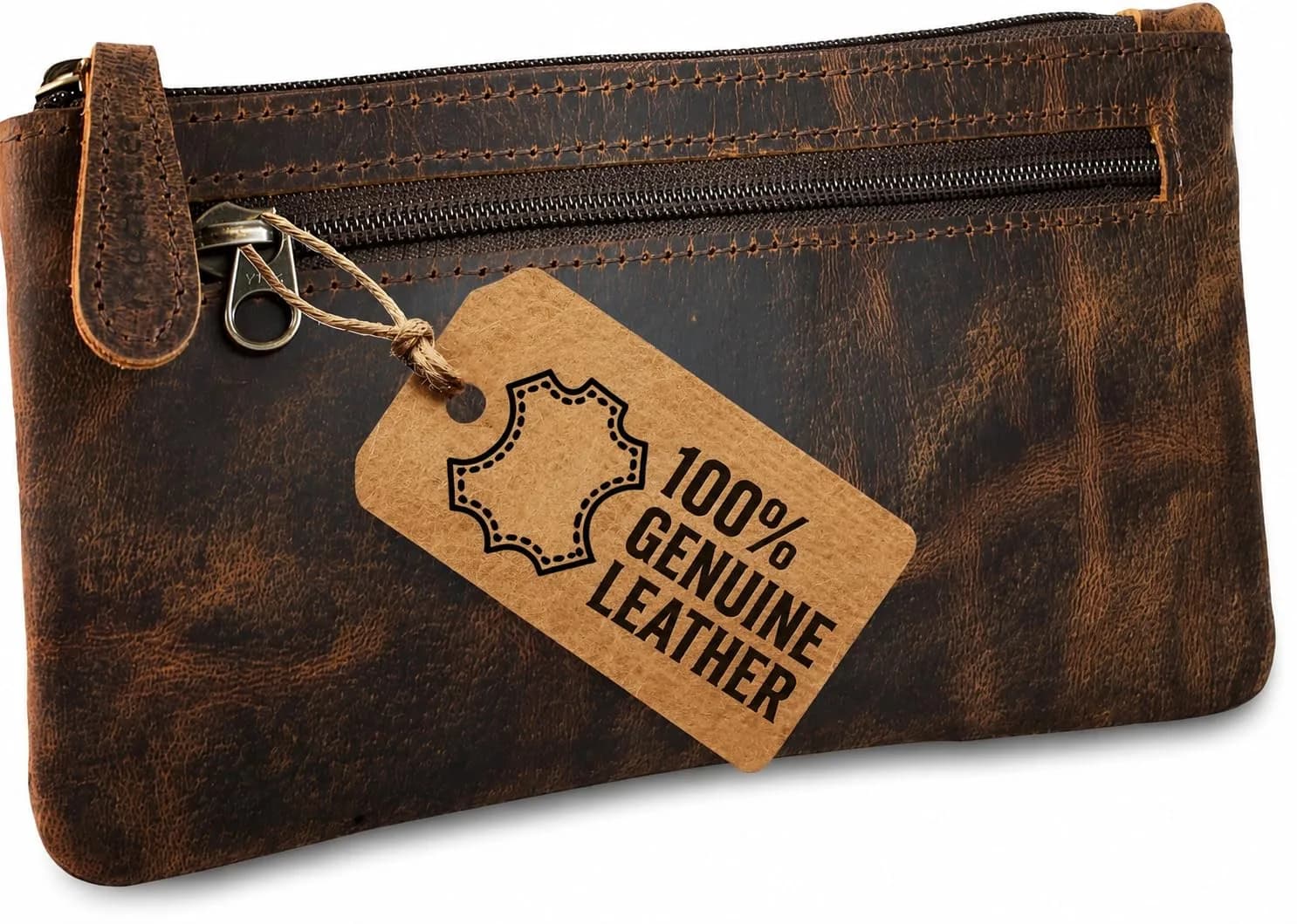 moonster Full-Grain Buffalo Leather Pen Case, 8x4 Inch | Handmade Small Leather Pouch for Pens & Stationery - main product image