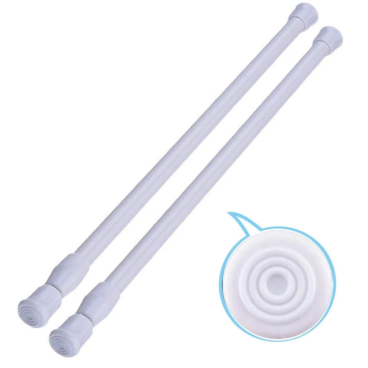 HILLHOME Small Tension Rod 15.7 in to 28 in | Adjustable Spring Curtain Rod for Windows & Cabinets - main product image