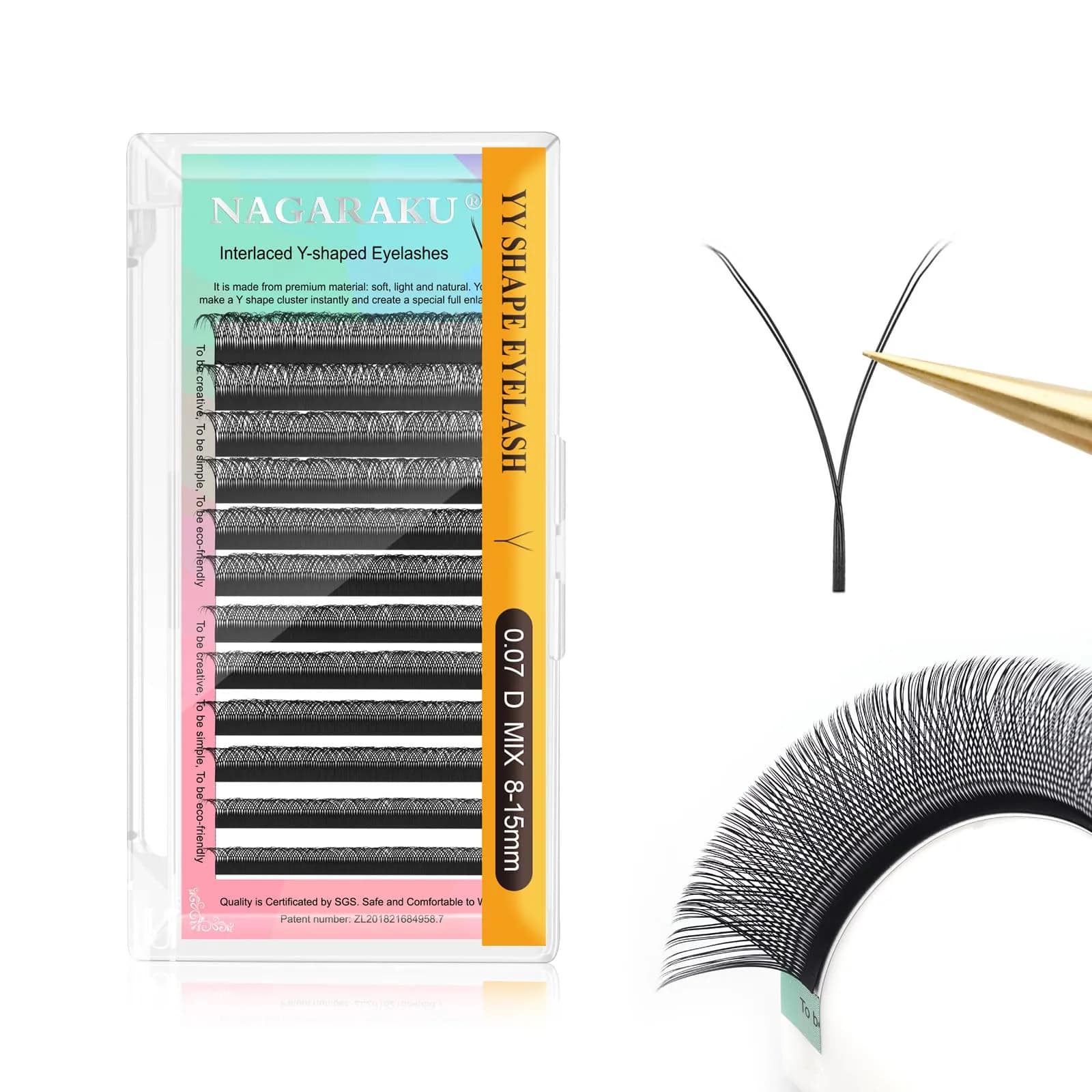 NAGARAKU YY Lash Extensions 0.07 D Curl 8-15mm Mix 4D Premade Fans Faux Mink | Handmade Wispy Volume Lashes for Professional Use - main product image