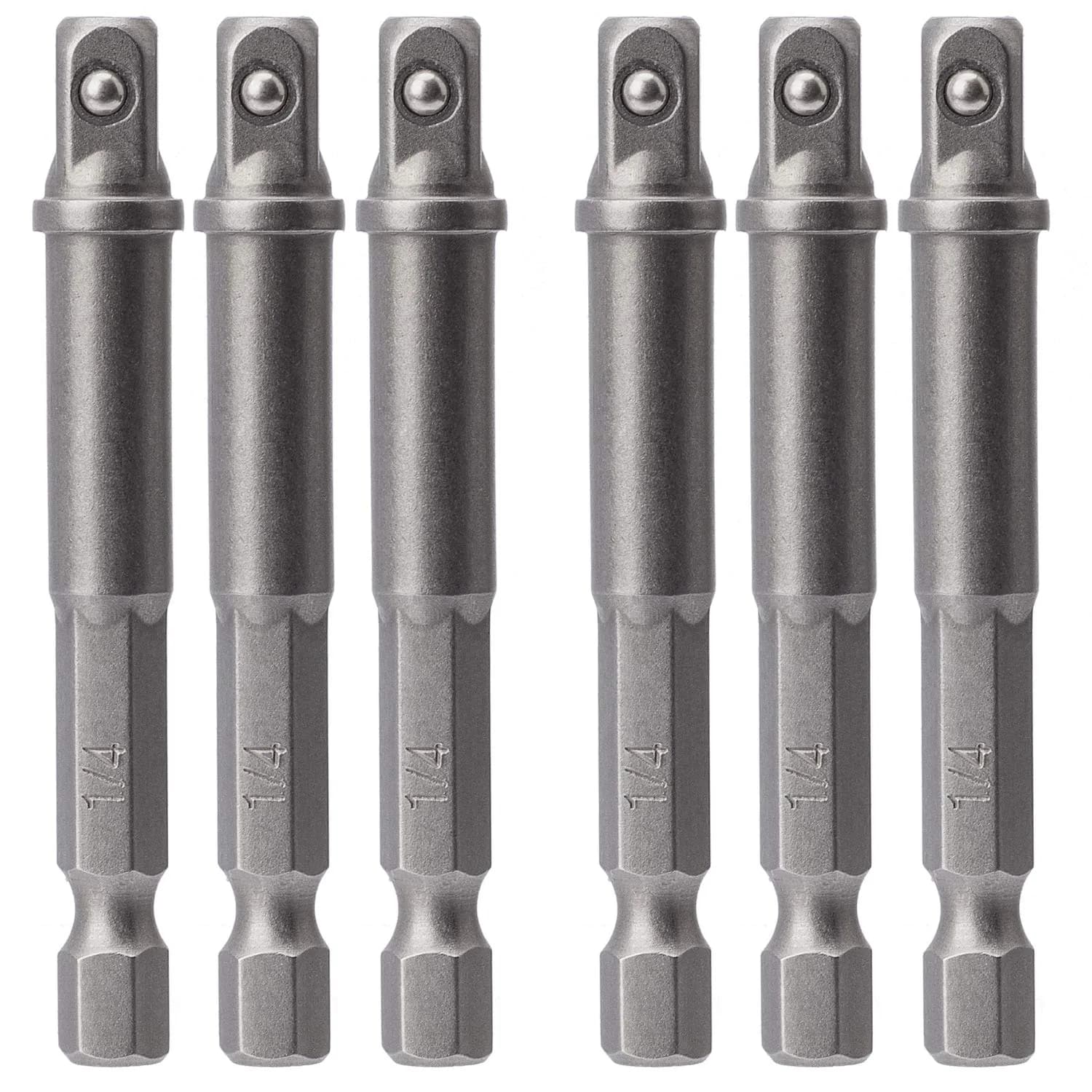 OIIKI 6 Pack 1/4 inch Square Socket Adapter Bit Set | Hardened HSS Impact Driver Bits for Automotive & DIY Use