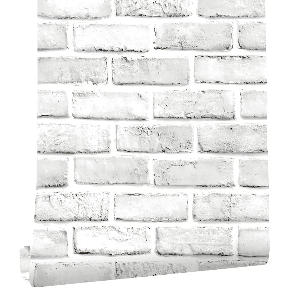 Cohoo Home White Brick Wallpaper Peel and Stick 45cm x 305cm | Realistic Faux Brick Look for Walls - main product image