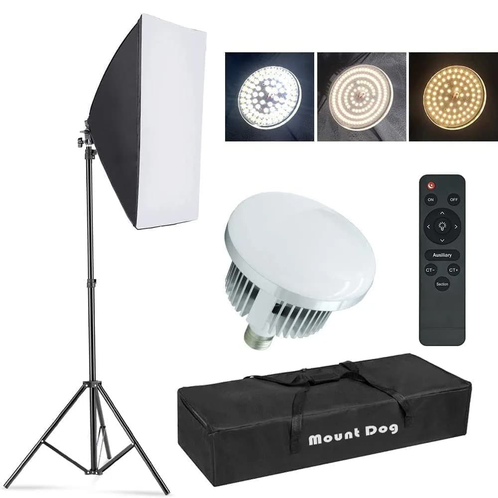 MOUNTDOG Softbox Lighting Kit 19.7"x27.5" | Studio Light with Remote & 3 Color Temp - main product image