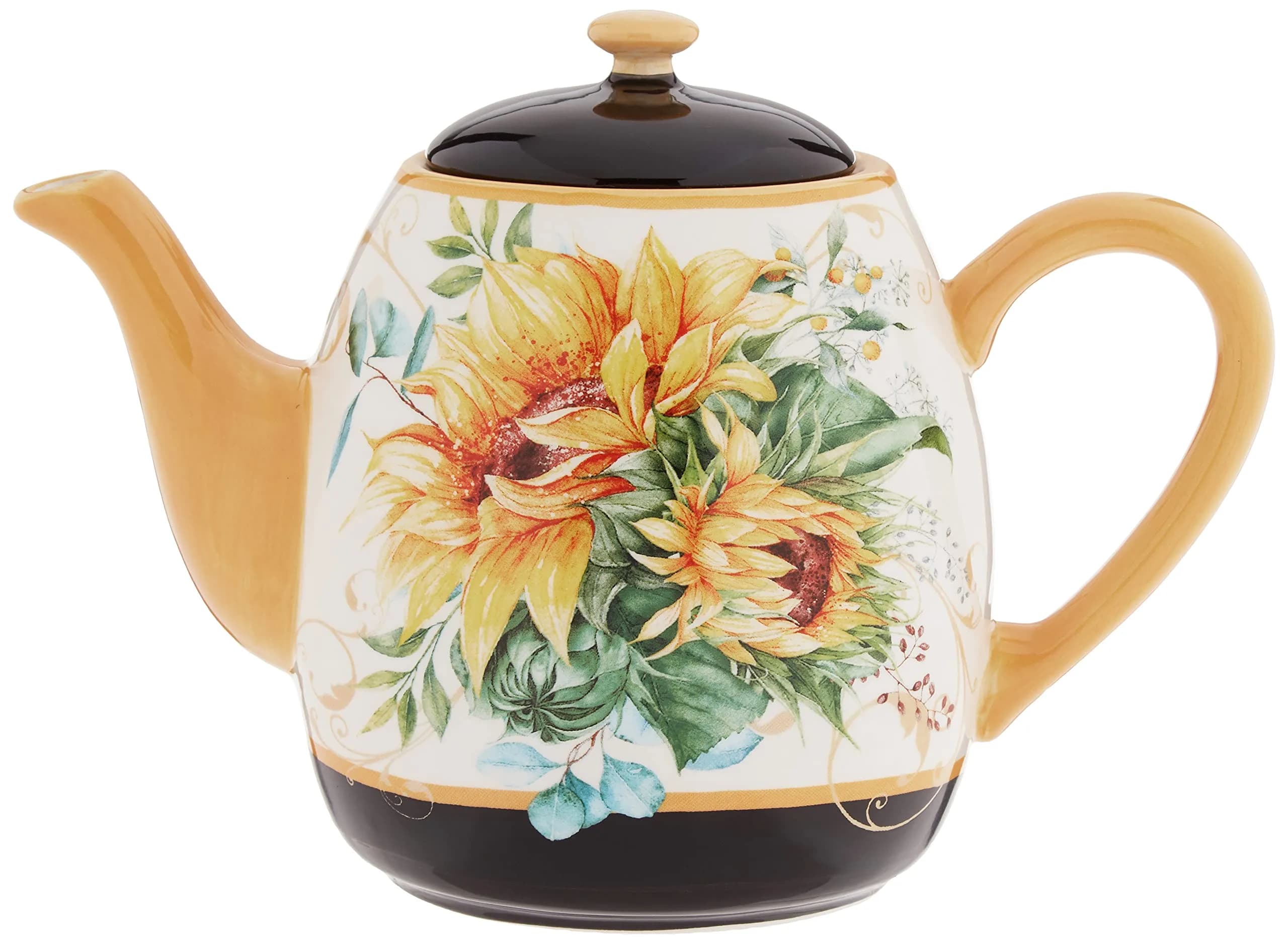 Certified International Sunflower Fields 40 oz Ceramic Teapot with Lid | Floral Design, 40 oz Capacity, Dishwasher Safe - main product image