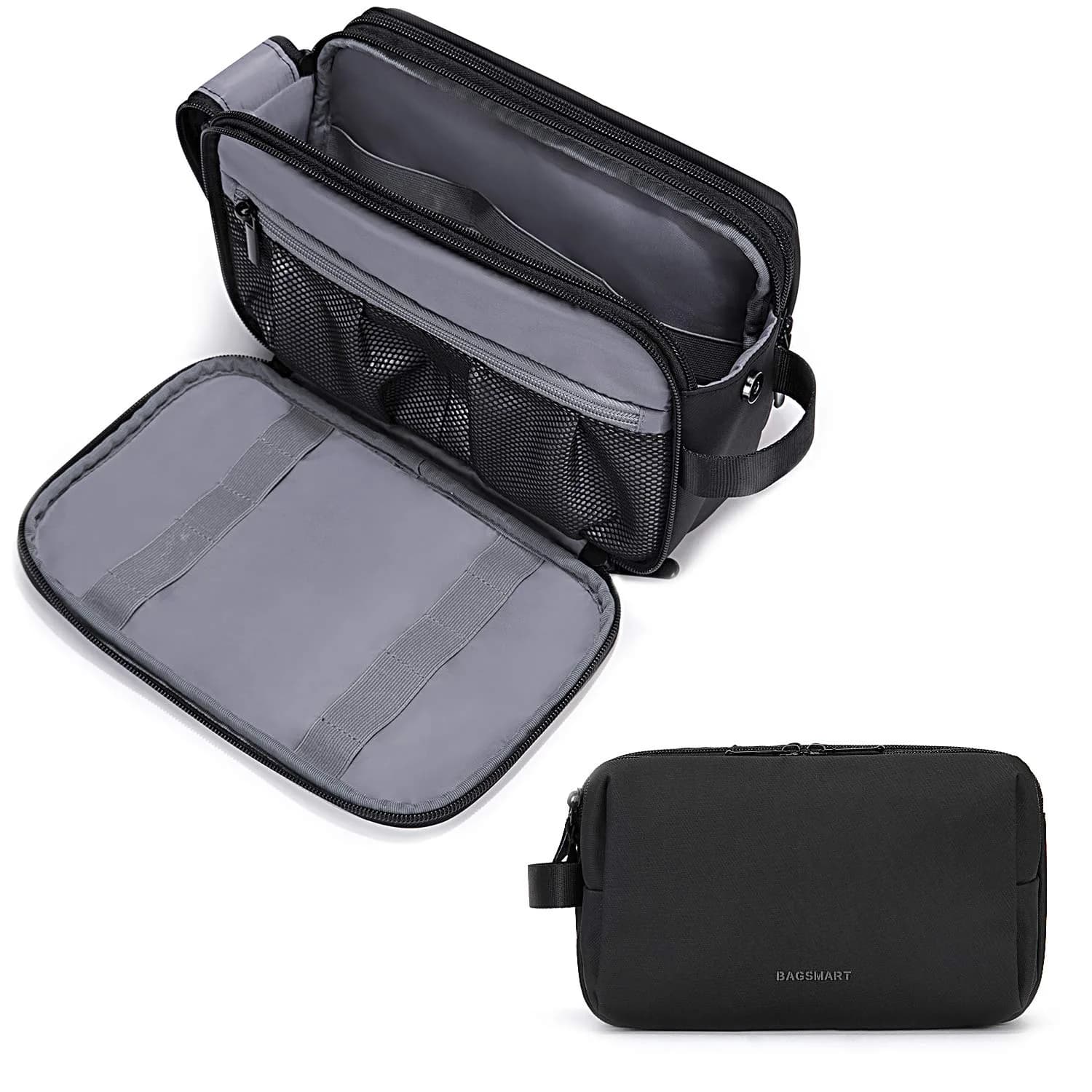 BAGSMART Toiletry Bag for Men, Travel Organizer, Water-Resistant, Black, Medium | Spacious & Multi-Functional - main product image