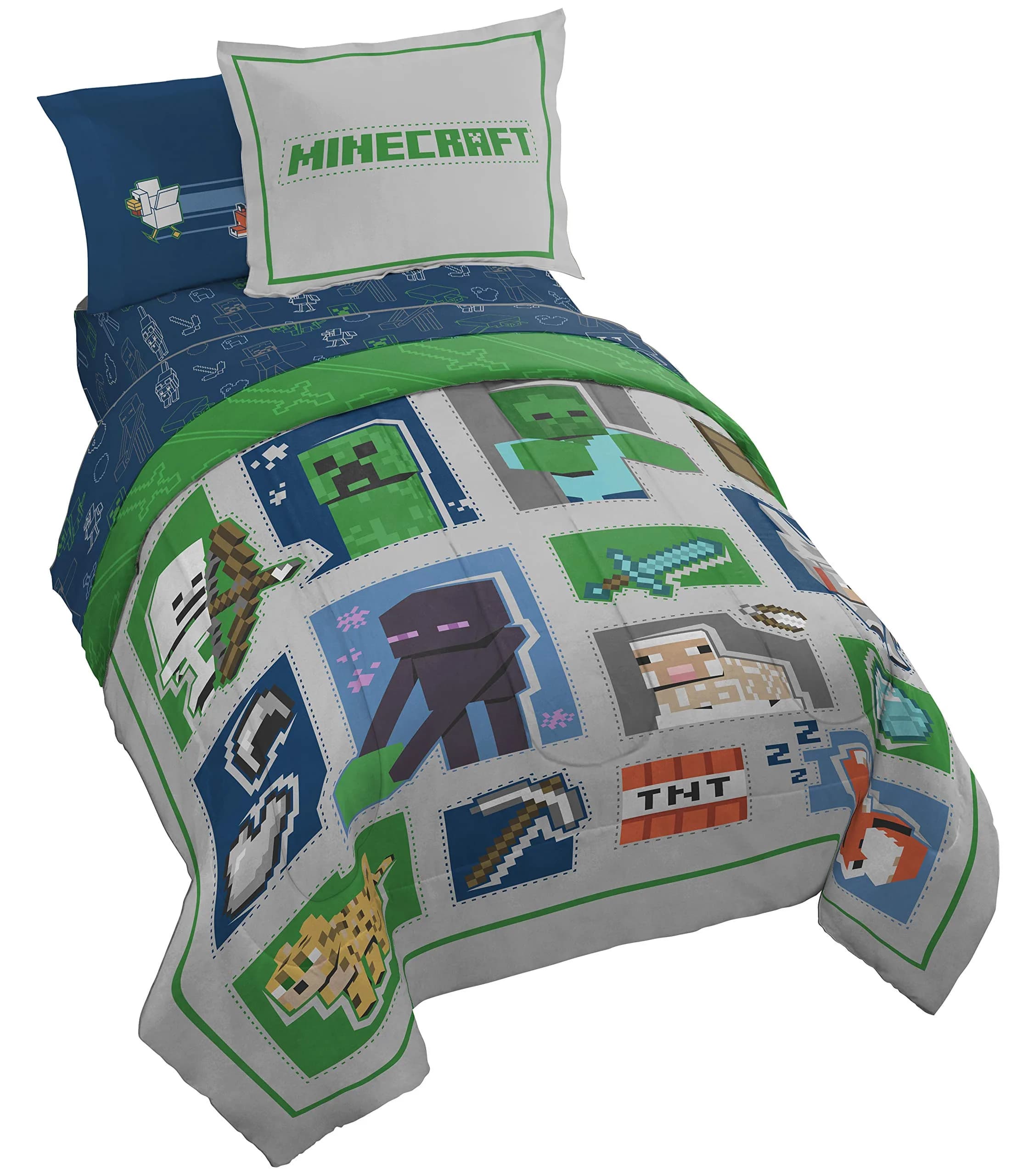 Jay Franco Minecraft 5 Piece Twin Bedding Set | Reversible Comforter, Sheets & Pillowcases | Officially Licensed - main product image