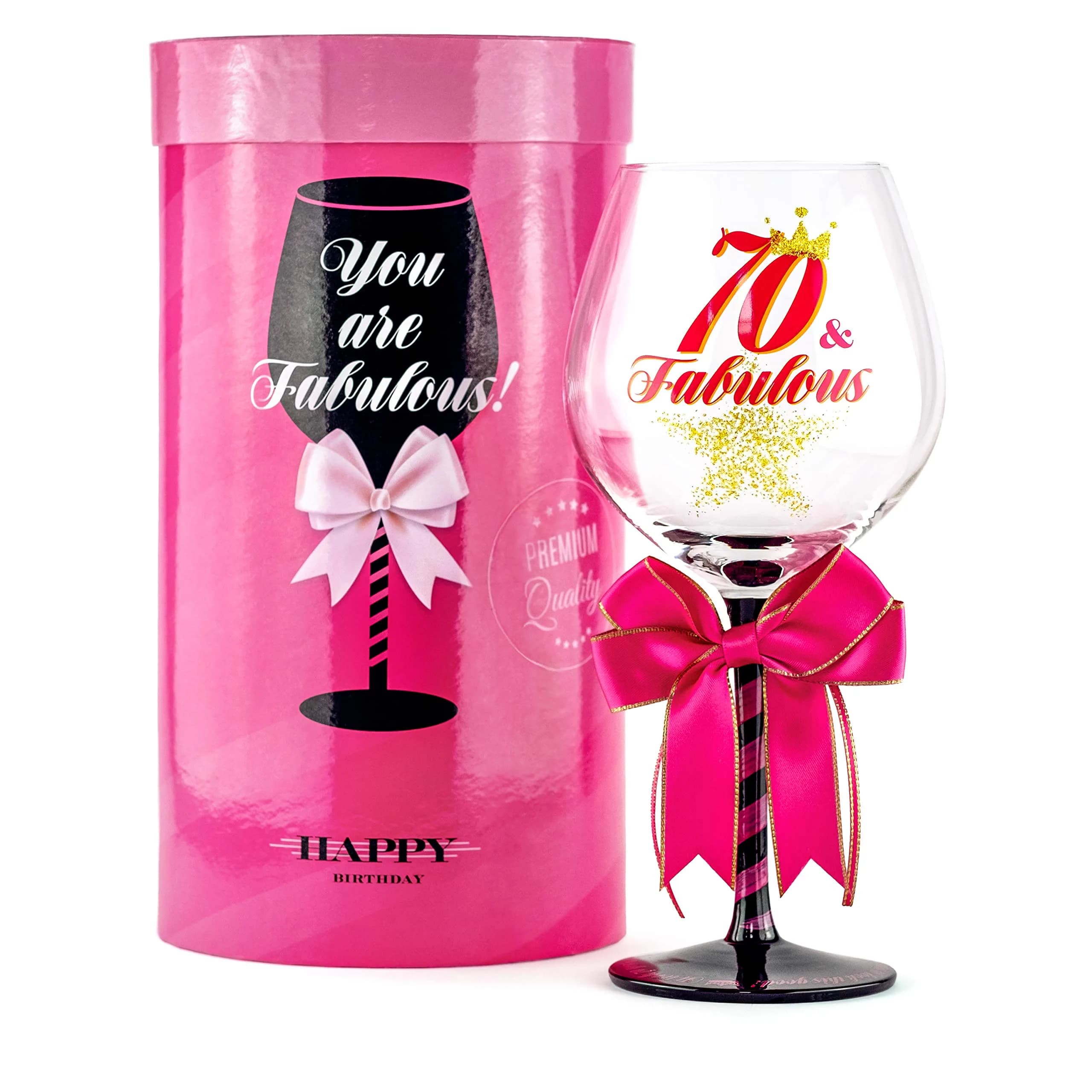 SAY HO UM 70 and Fabulous Birthday Wine Glass for Women | 23 oz, 8.8 Inch Tall | Perfect Gift for 70th Birthday - main product image