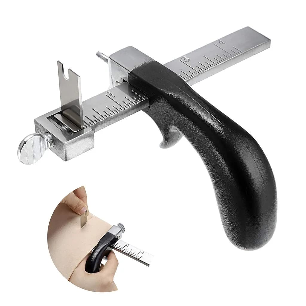 OwnMy Leather Strap Cutter with Aluminium Handle & 4-Inch Gauge Ruler | Precision Cutting Tool for DIY Leathercrafts - main product image
