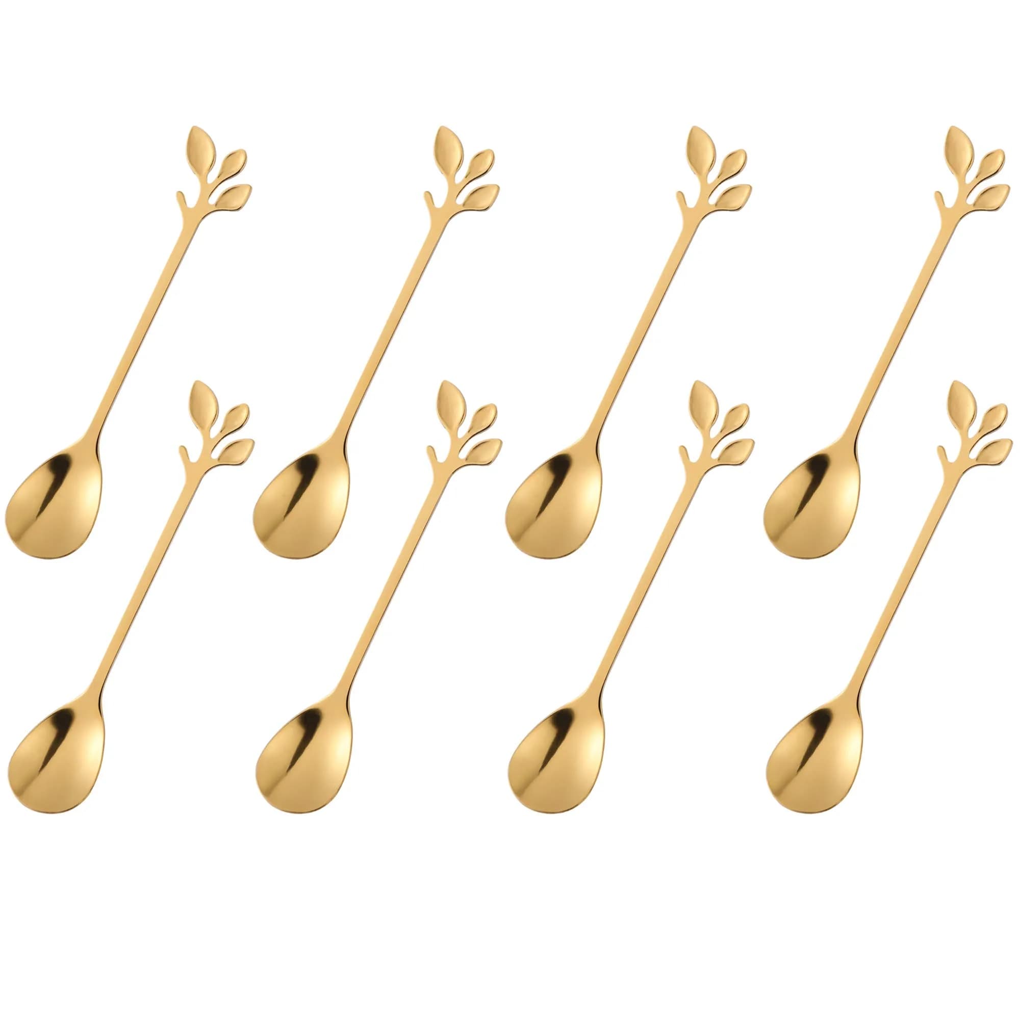 CAMDEA Gold Plated Stainless Steel Mini Coffee Espresso Spoons, Set of 8, 12.4cm (4.9 inch) | Polished Steel for Desserts & Stirring - main product image