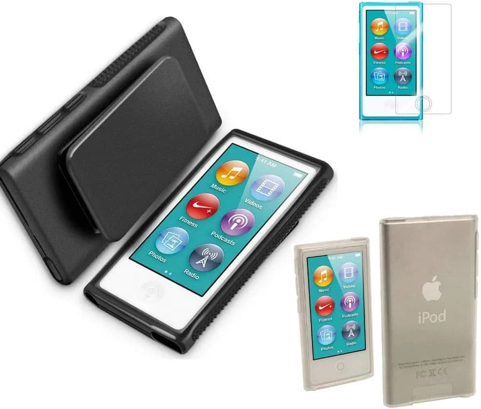 BestforYou Clear 7G Cellular Phone Case with Belt Clip | Shockproof TPU Cover for Apple iPod Nano 7th Gen (Black) - main product image