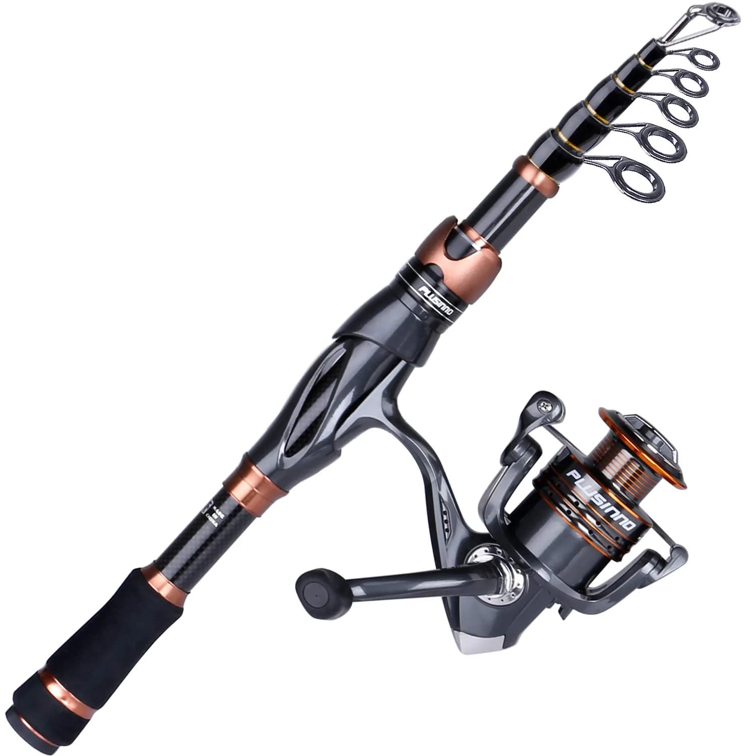 PLUSINNO Fishing Rod and Reel Combos, Bronze Warrior, 5.91FT Telescopic Carbon Pole, 12+1 Bearings, Freshwater Travel Gear - main product image