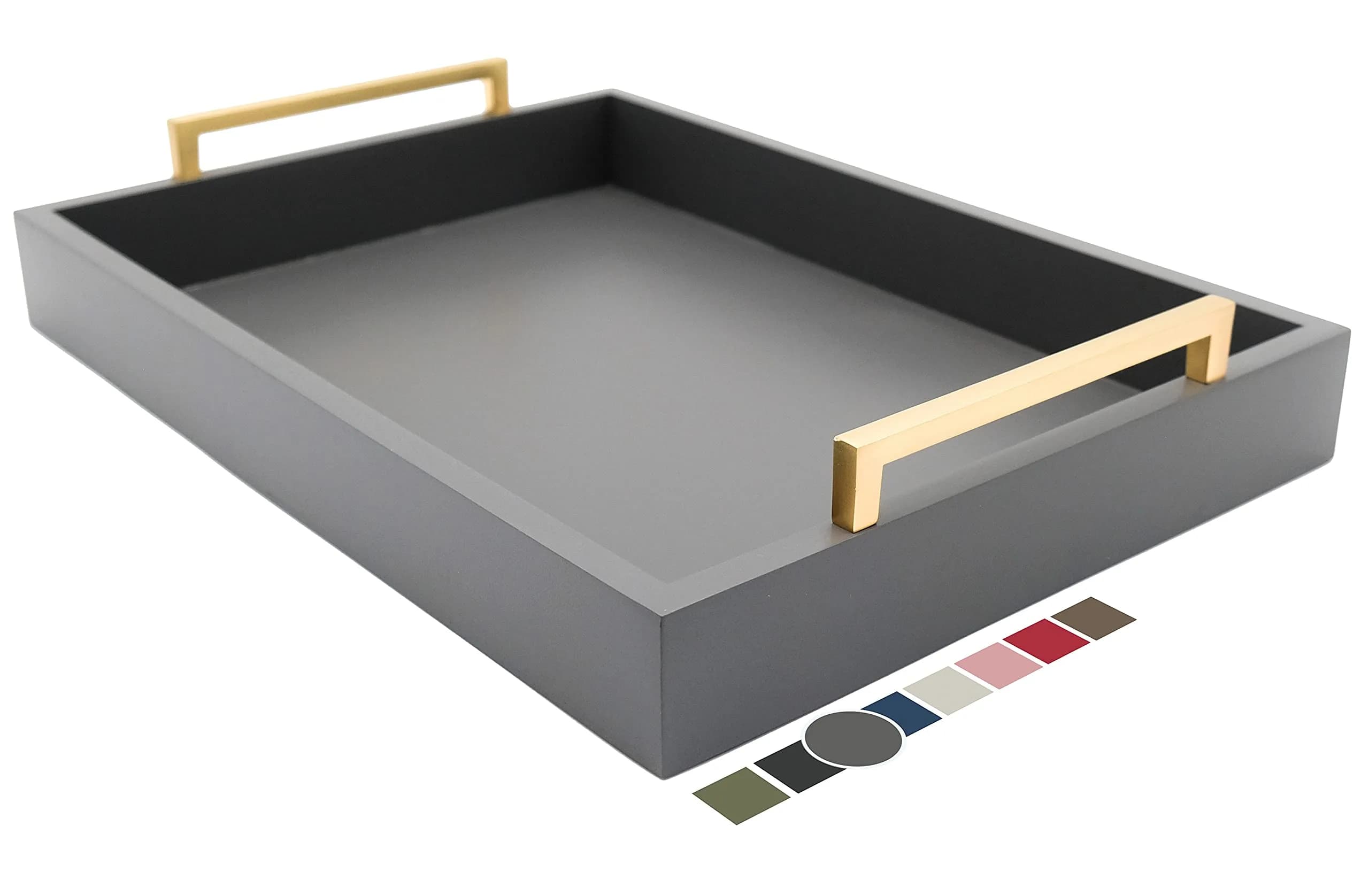 Montecito Home Decorative Serving Tray with Handles - Charcoal - 41.91cm x 31.11cm (16.5" x 12.25") - main product image