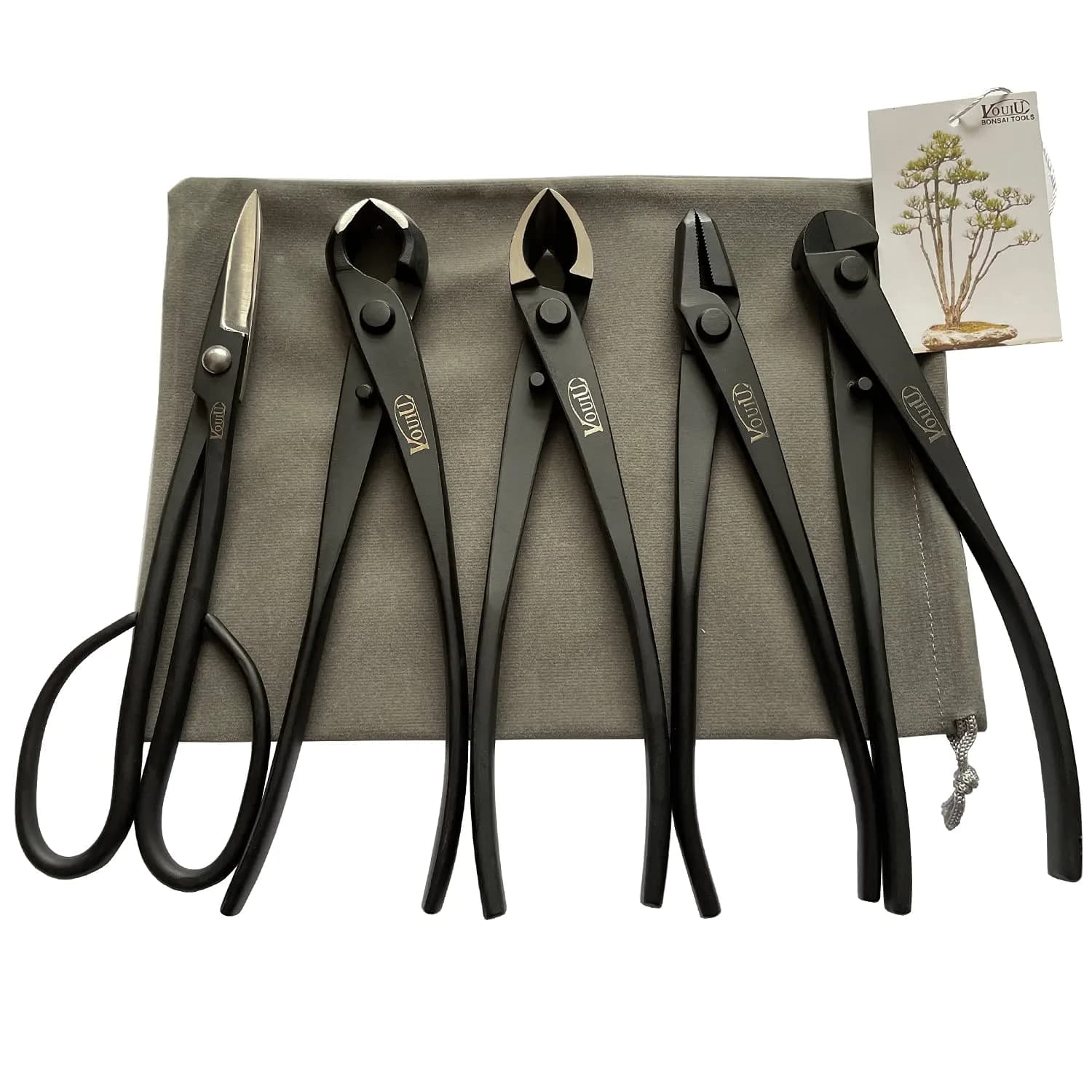 VOUIU 5-Piece Bonsai Tool Set Stainless Steel 210mm | Precision Garden Tools for Bonsai Care