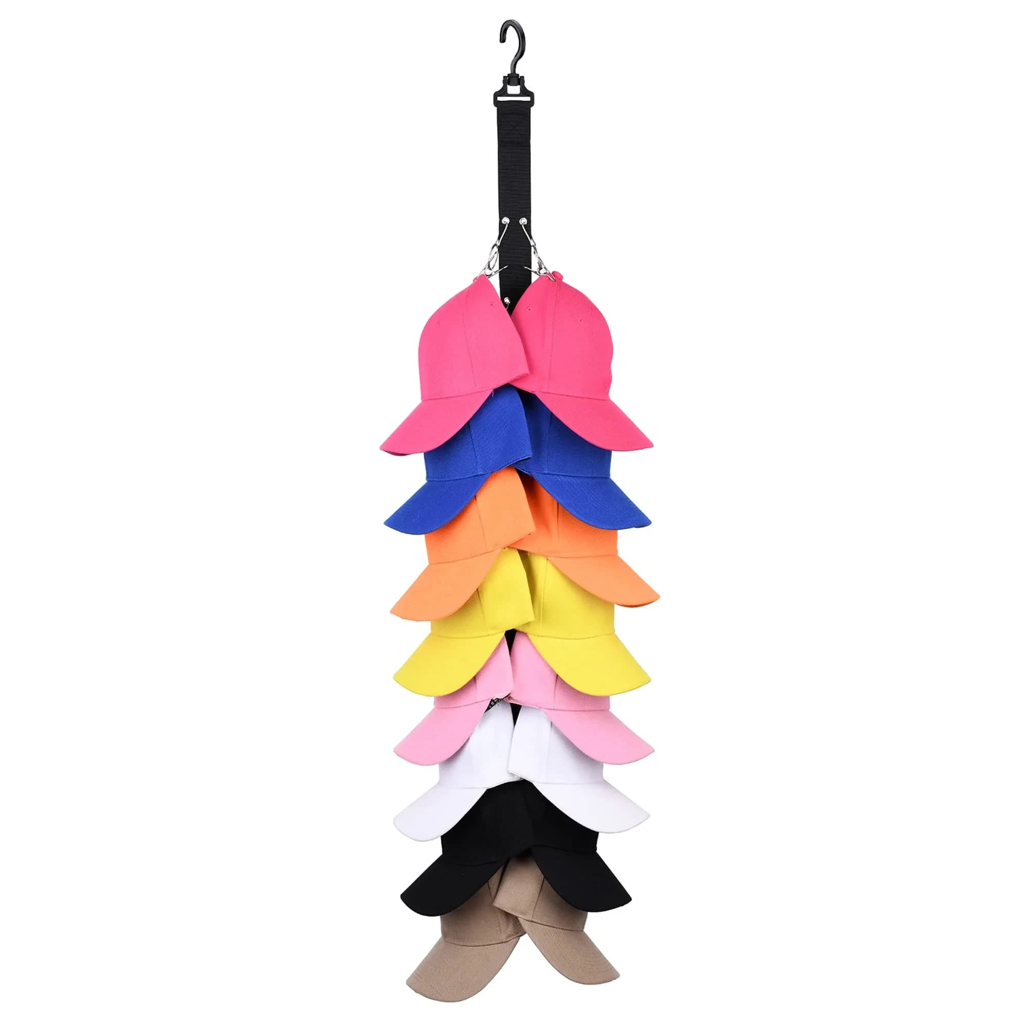 LEVOSHUA Hanging Cap Organizer with 16 Stainless Steel Clips | Black (1 Pack) - main product image