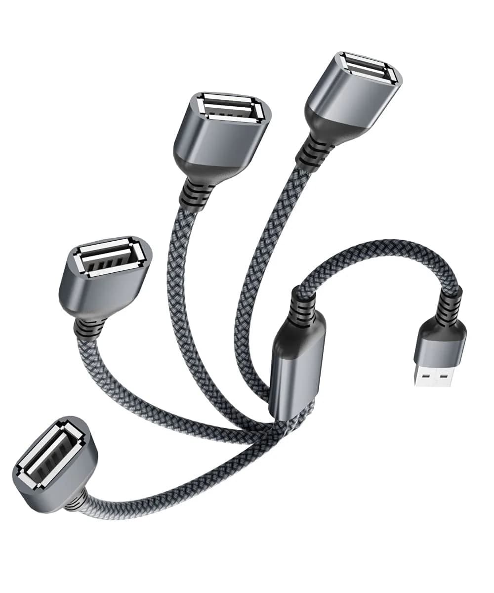 Elebase 4-Port USB-A Splitter Y Cable 0.3m (1ft) | Connect 4 Peripherals Instantly - main product image