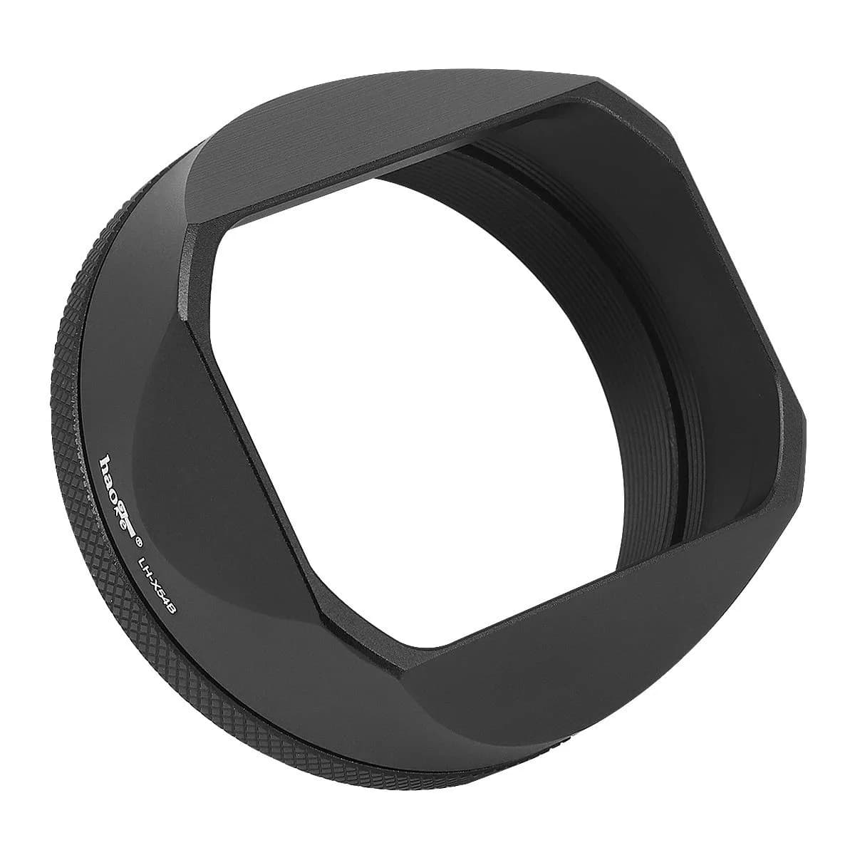 Haoge LH-X54B Square Metal Lens Hood with 49mm Adapter Ring for Fujifilm X100VI Fuji X100V Camera Black | Durable Aluminum