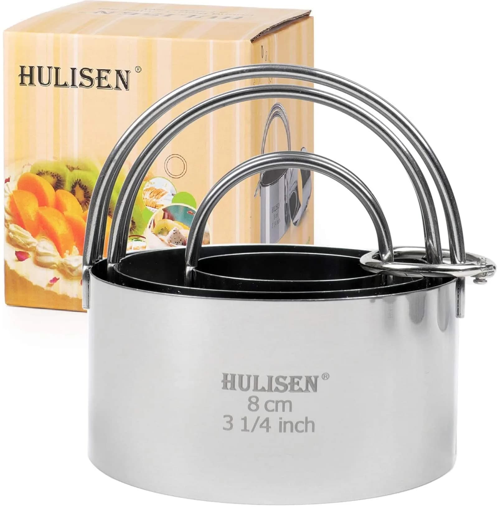 HULISEN Biscuit Cutter Set 3-Pc | Stainless Steel Cookie Cutters with Handle - main product image