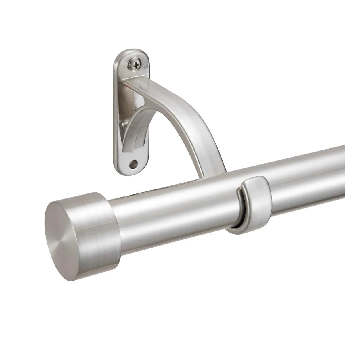 Mayrhyme 1-Inch Diameter Curtain Rod Set Satin Nickel 72-144" | Adjustable Heavy-Duty Rod with Aluminum Brackets - main product image