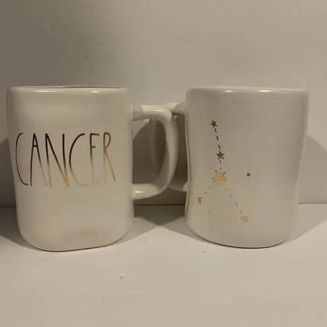 Rae Dunn by Magenta Cancer Zodiac White Mug 473ml (16oz) | Astrology Gift for Indian Buyers - main product image