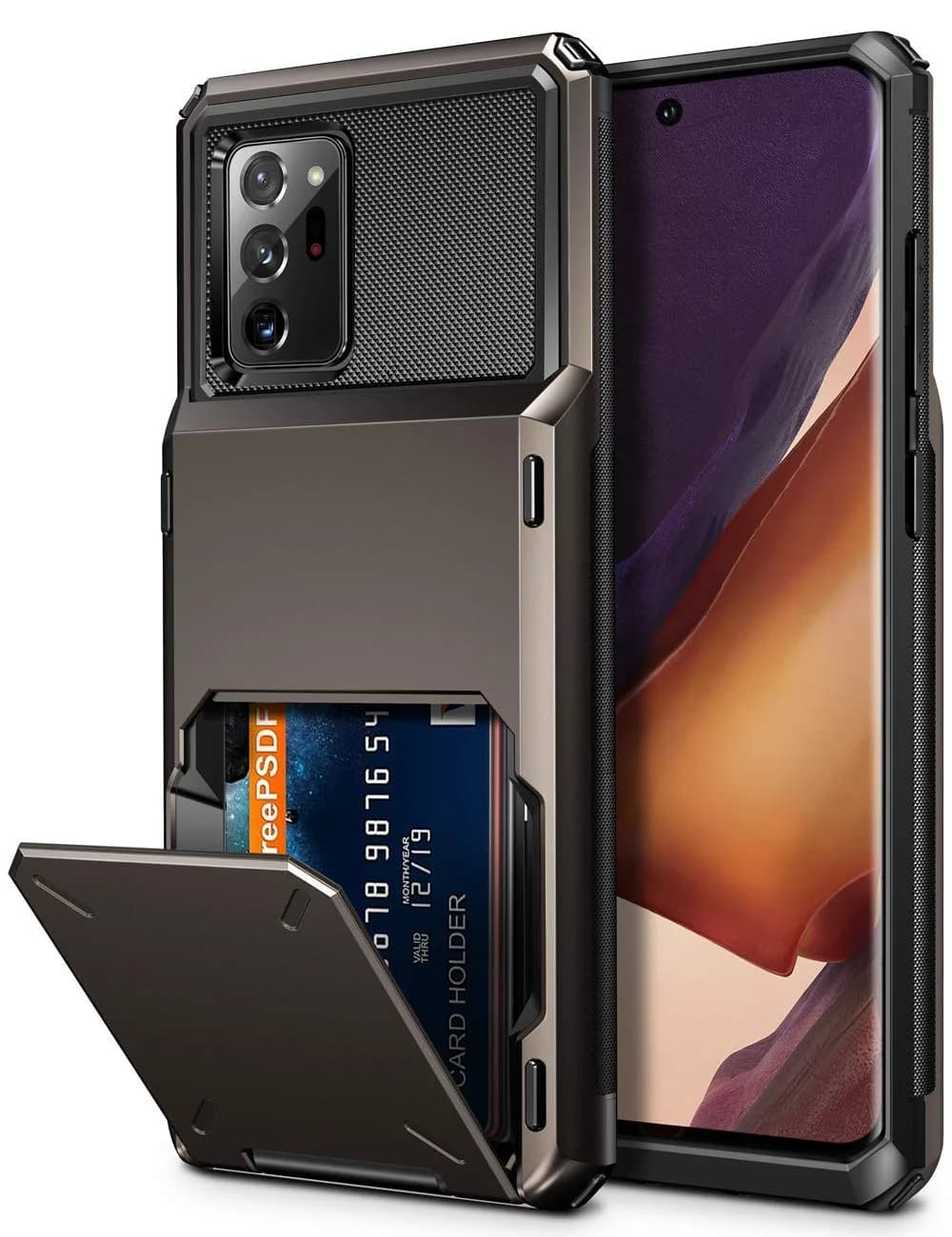 Vofolen for Galaxy Note 20 Ultra Case 5G Wallet with Card Holder Gun Metal | Dual Layer Protection & Card Storage