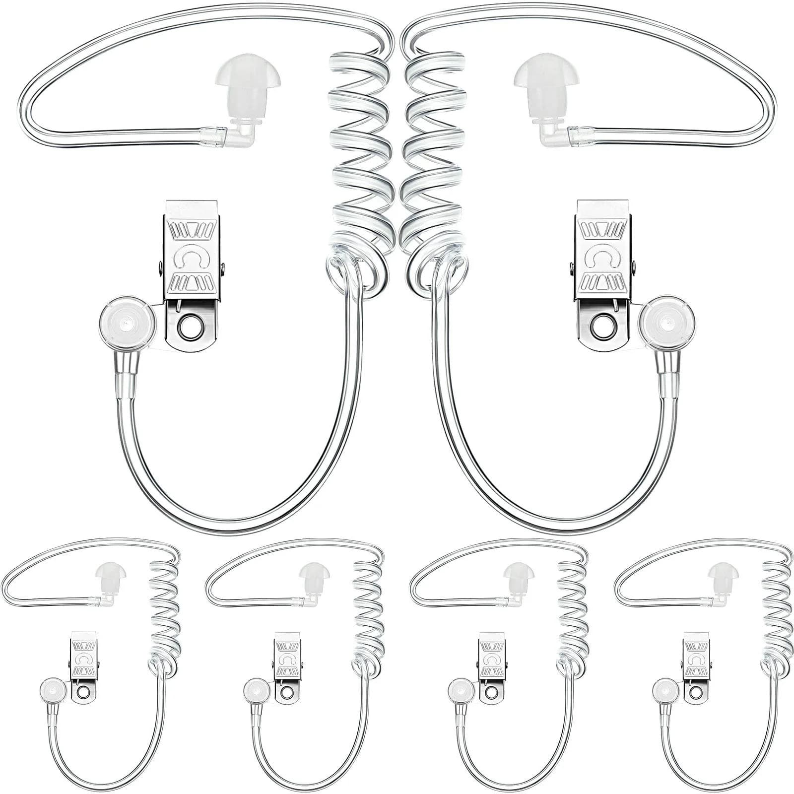 Sumind 8 Pcs Security Earpiece Acoustic Tube Replacement for 2-Way Radio | Costume Prop with Metal Clip - main product image