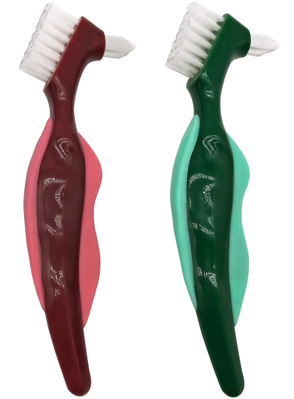 Uouovo Premium Hard Denture Brush Toothbrush 2-Pack | Double-Sided Bristles for Effective Denture Cleaning - main product image