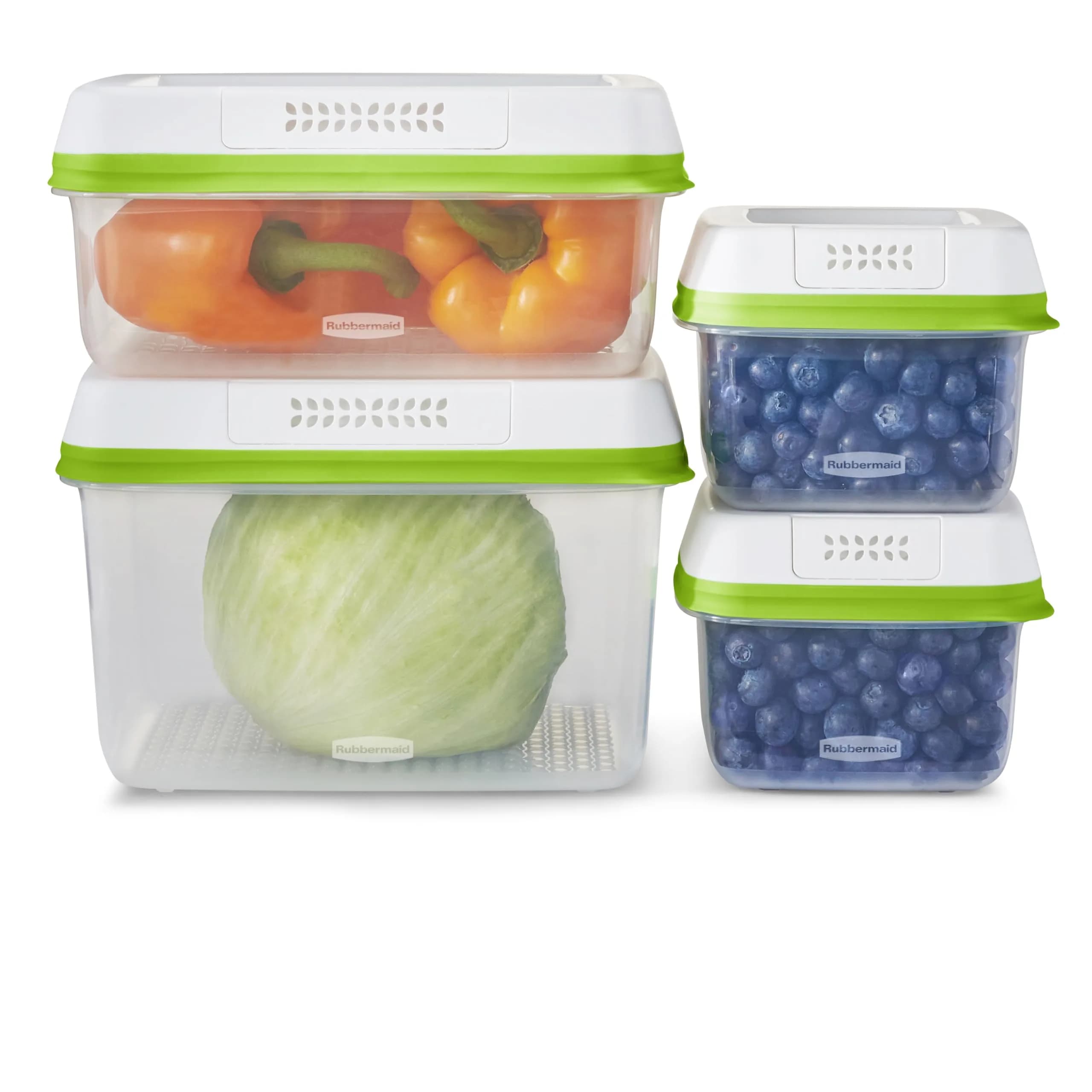 Rubbermaid FreshWorks Produce Saver Food Storage Containers, 8-Piece Set, 41.2 Cup Total Capacity | Keeps Produce Fresher Longer - main product image