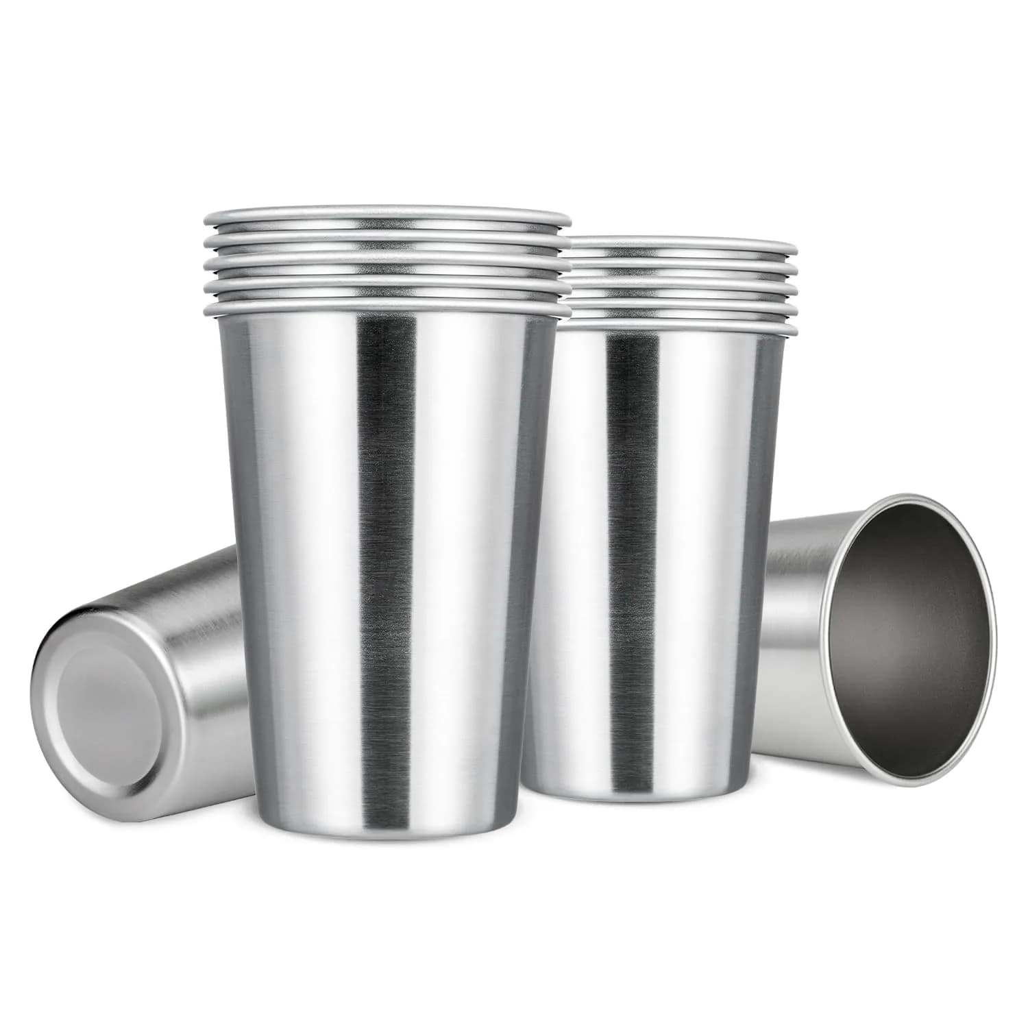MEWAY Stainless Steel Cups 16oz | Stackable Durable Metal Cups for Travel & Camping - main product image