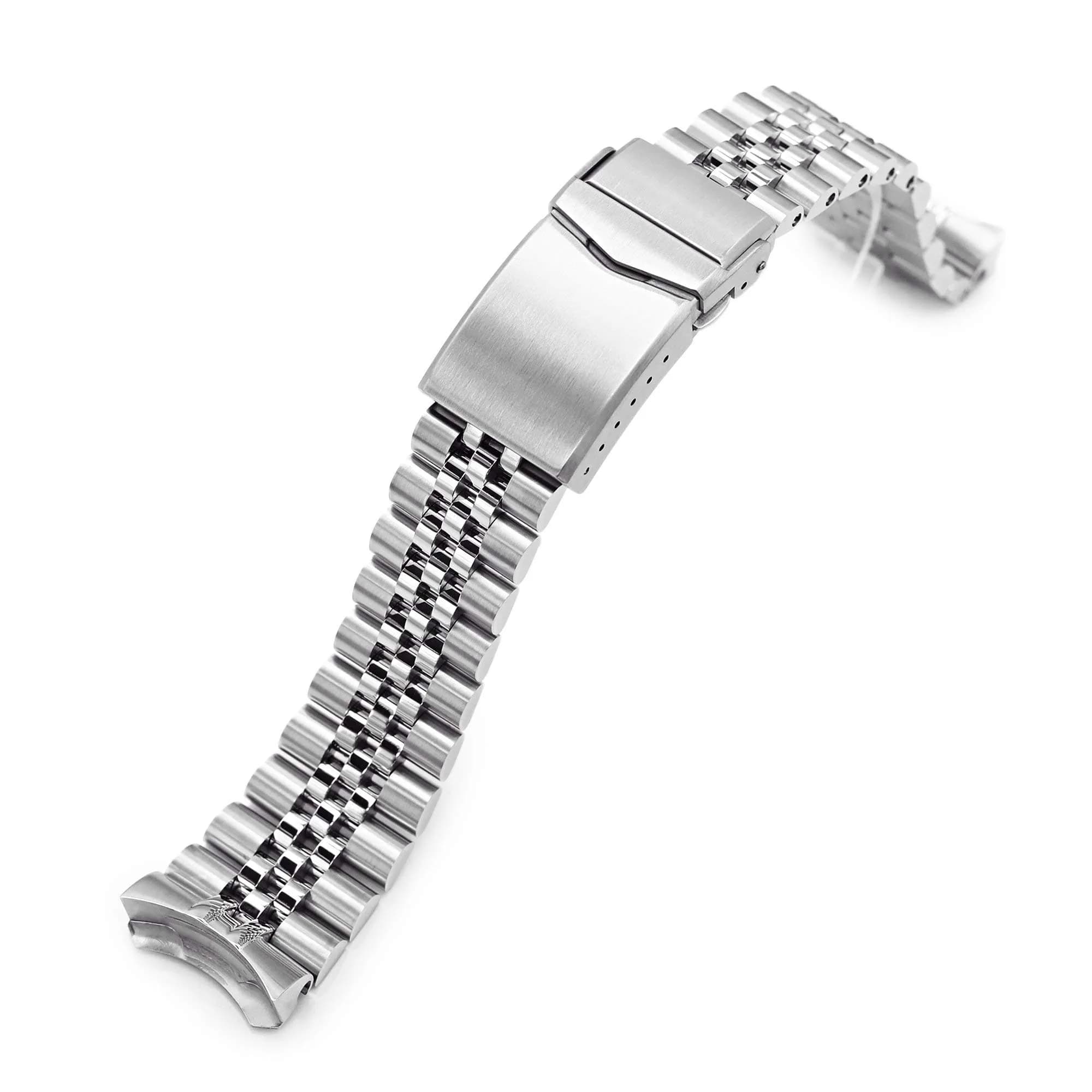 MiLTAT 22mm Brushed Stainless Steel Watch Band compatible with Seiko 5 SRPD Series | Curved End, V-Clasp, 83g
