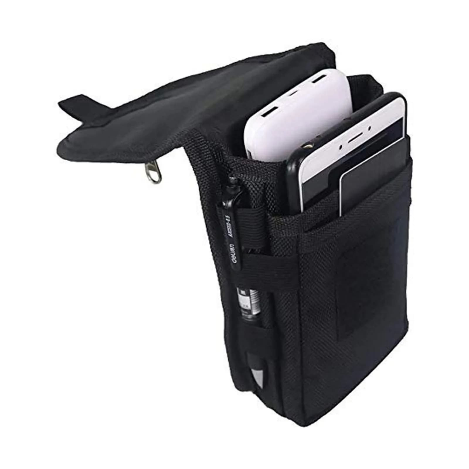 Senvitate Dual Cell Phone Pouch Holster for Men Belt | Black Oxford Nylon, 2-Pack - main product image