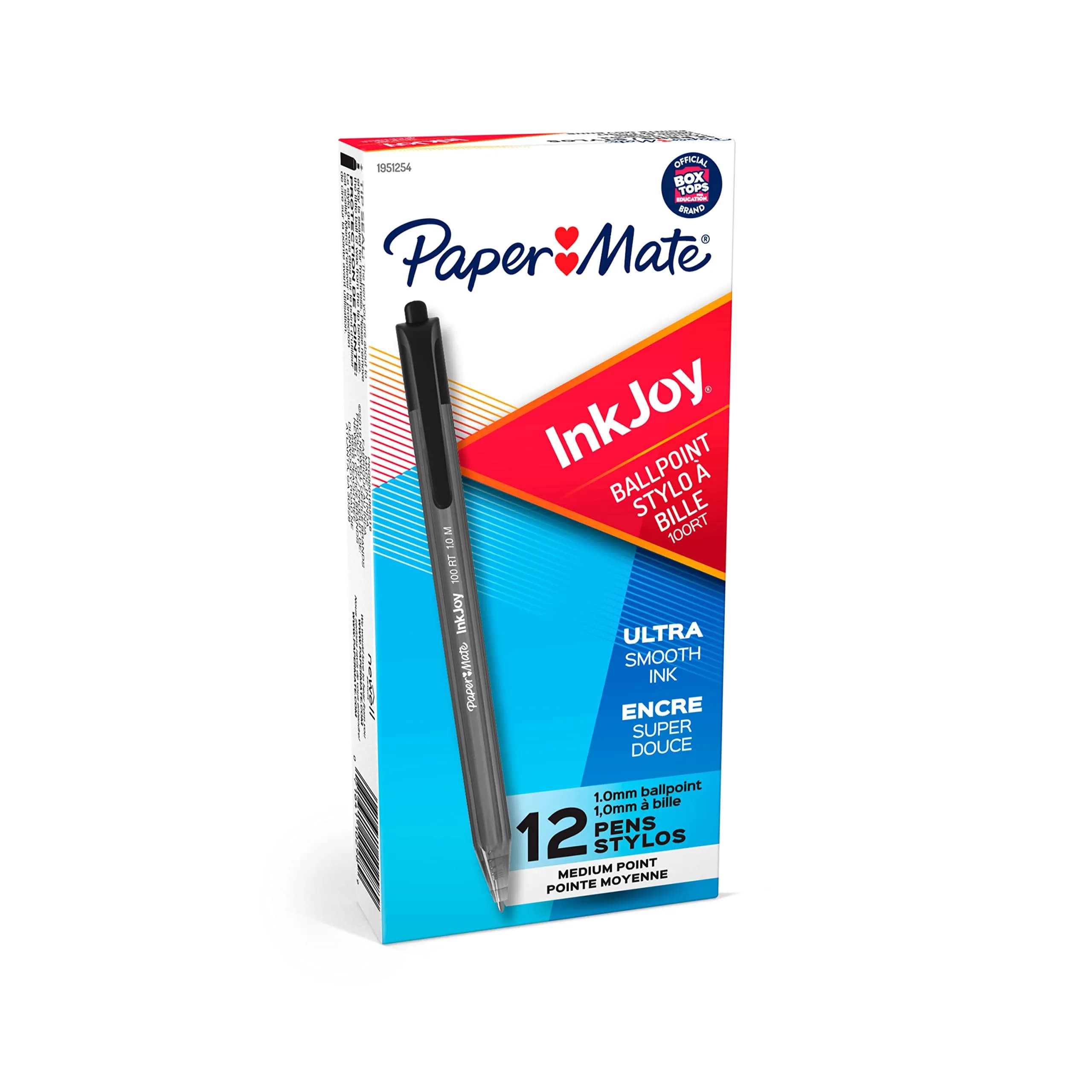 Paper Mate InkJoy 100RT Retractable Ballpoint Pens, Medium Point, Black, Box of 12 | Smooth Ink & Reliable Lines