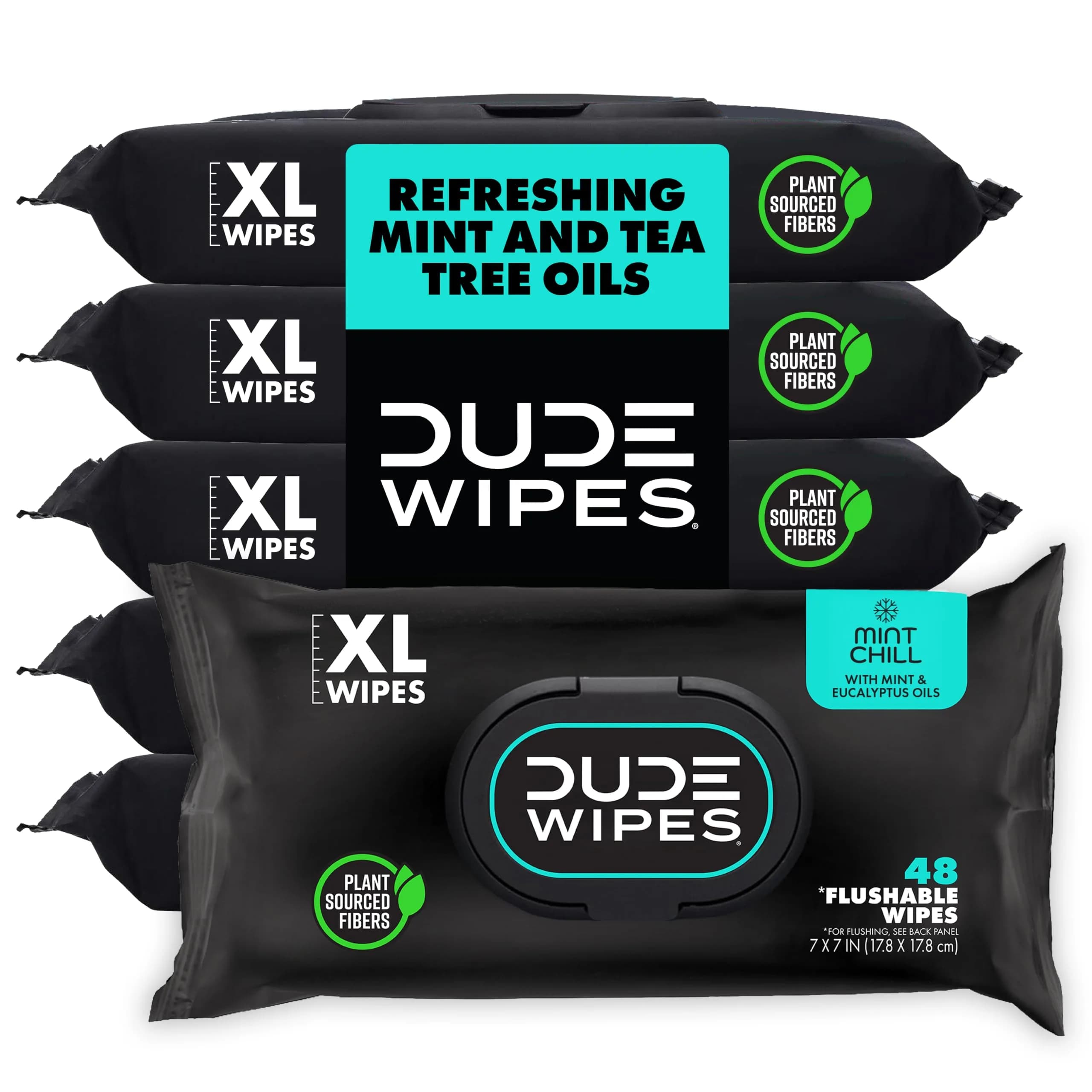 DUDE Wipes Mint Chill Adult Flushable Wet Wipes 48 Count | Refreshing, Hypoallergenic & Sewer Safe - main product image