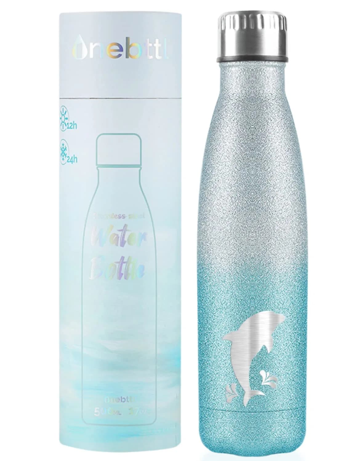 Onebttl Glitter Dolphin Tumbler 500ml (17oz) | Insulated Stainless Steel Bottle