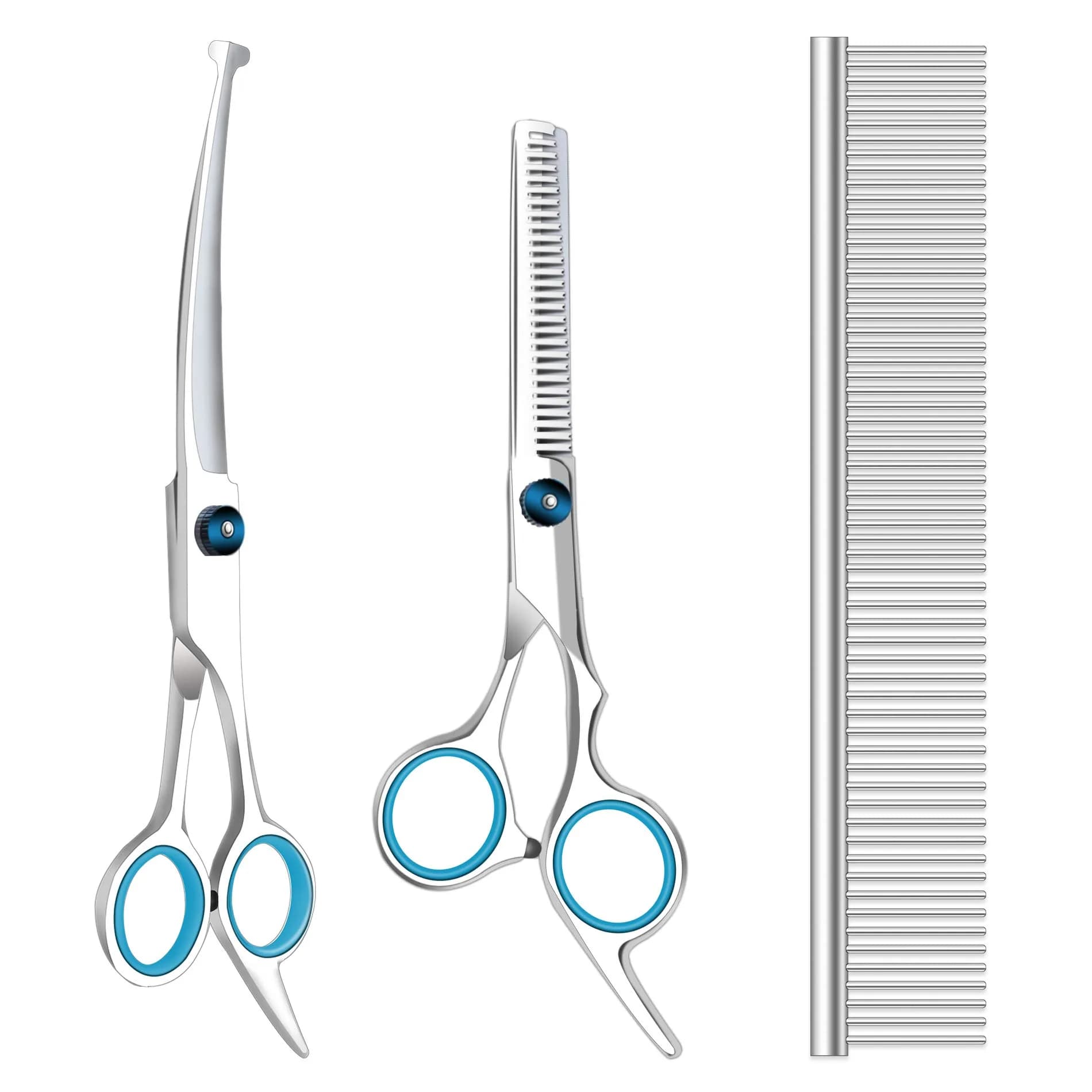 Maxshop Dog Grooming Scissors Set of 3 | Professional Pet Trimmer Kit with Safety Round Tips - main product image