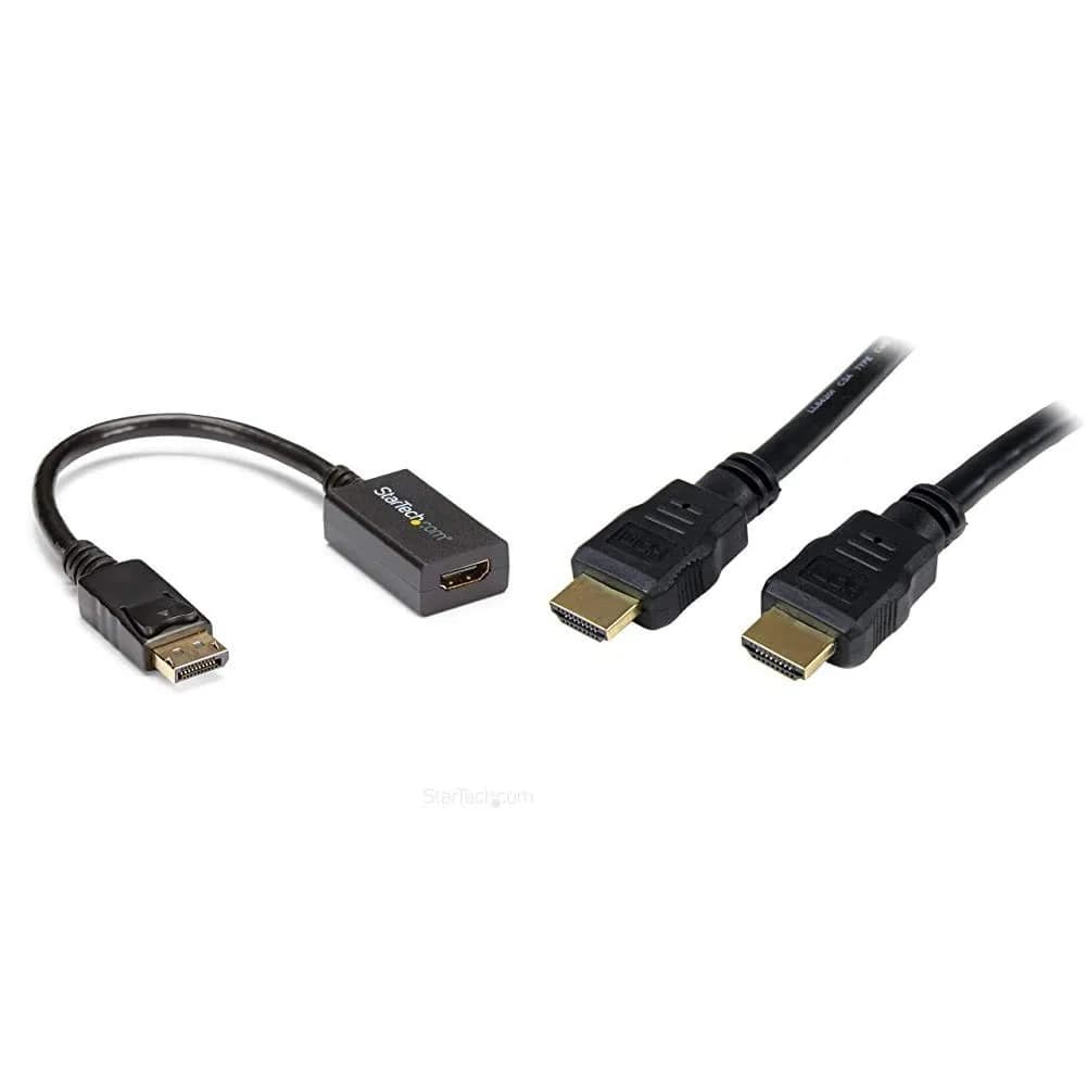 StarTech.com DisplayPort to HDMI Adapter Converter with 2x 2m 4K High Speed HDMI Cables | Latching DP Connector, 1920x1200 Resolution - main product image