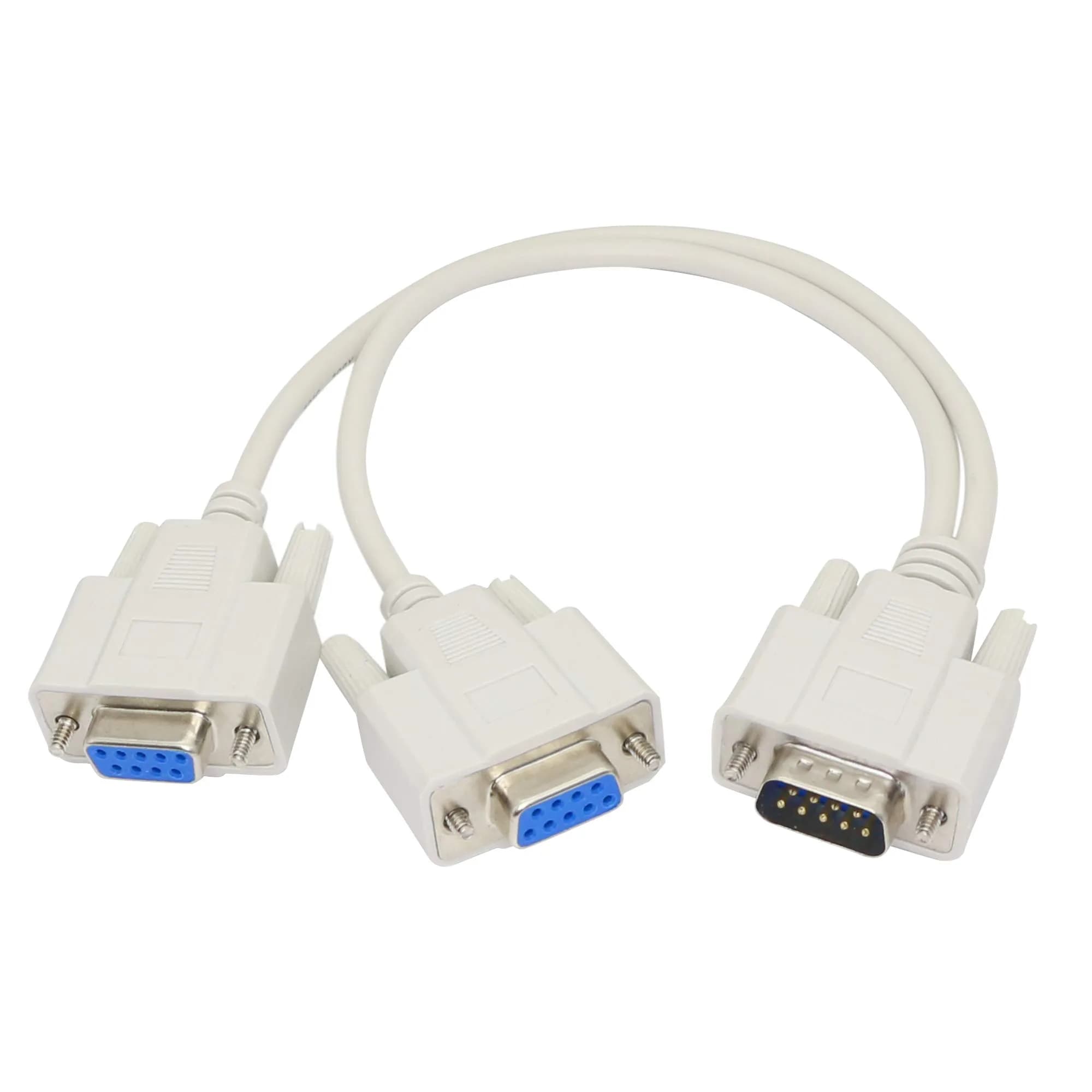 PNGKNYOCN 30cm DB9 Y Splitter Cable DB9 9 Pin 1 Male to 2 Female Rs232 Serial Adapter - main product image