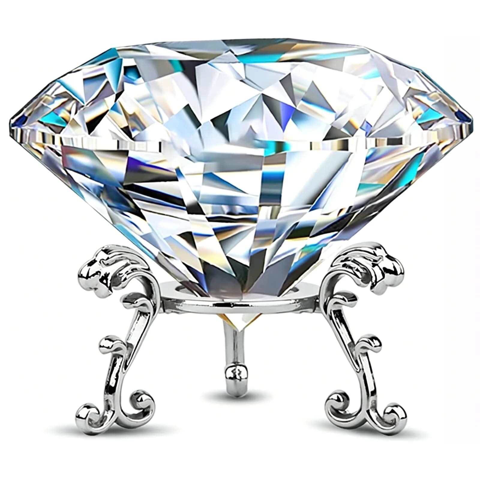 Hiziwimi 60mm (2.36 in) Crystal Diamond Paperweight with Stand | Clear K9 Crystal - main product image