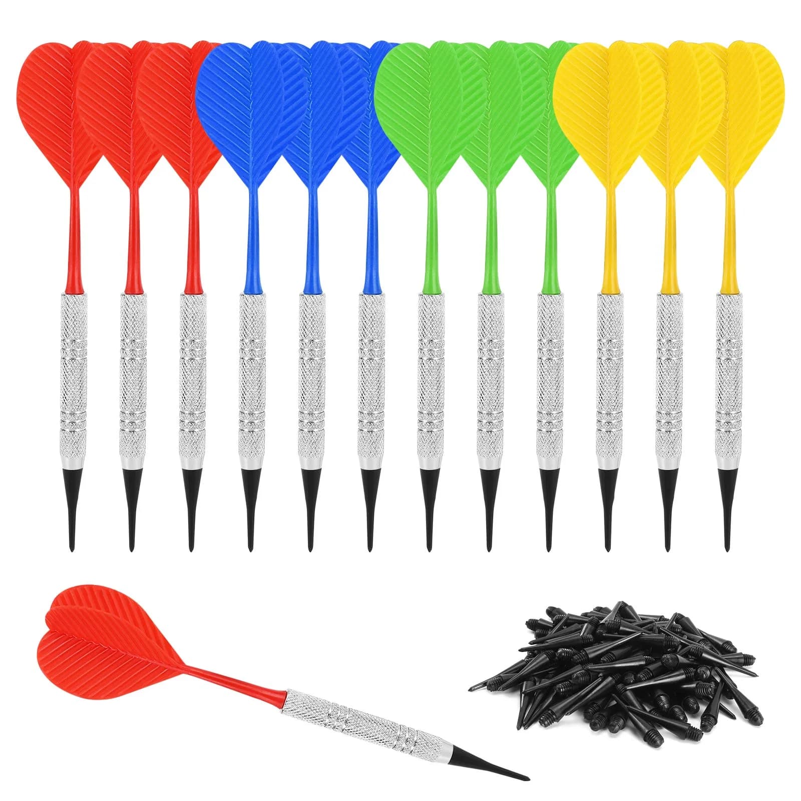 Accmor 12 Pack Soft Tip Darts with 100 Extra Tips | 14.8cm (5.8 inch) Metal Shaft Darts, 13g - main product image