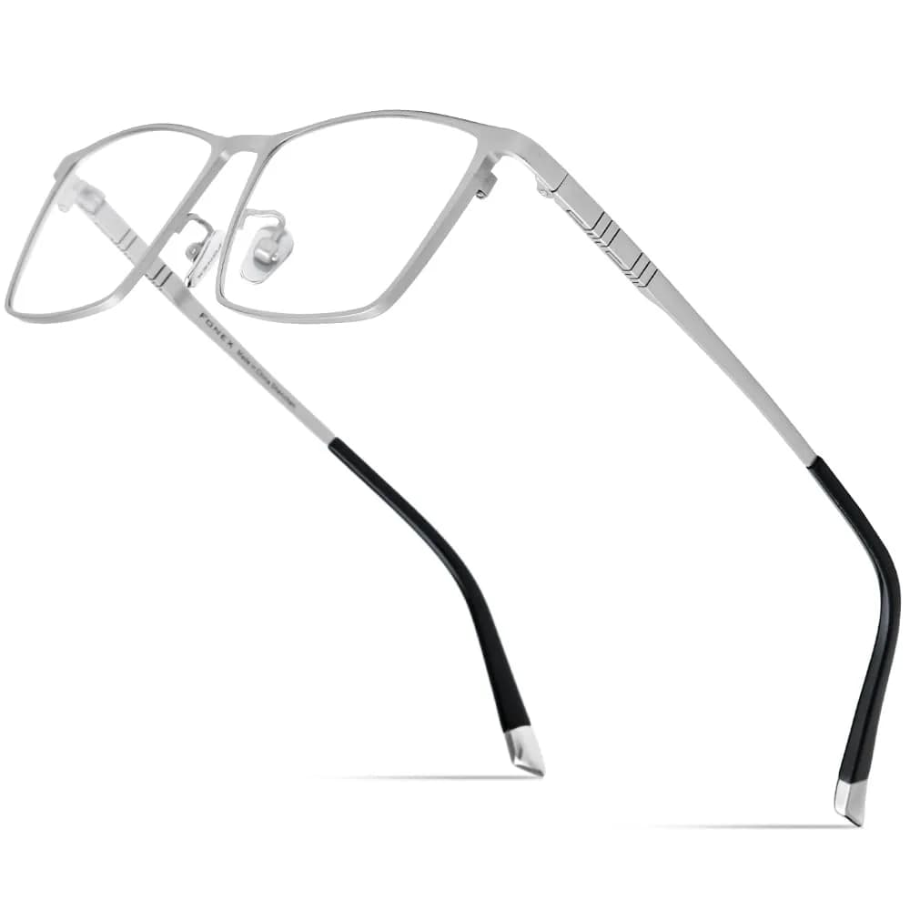 FONEX Titanium Square Eyeglass Frames for Men, 67mm Lens Width (F85641 Silver) - main product image