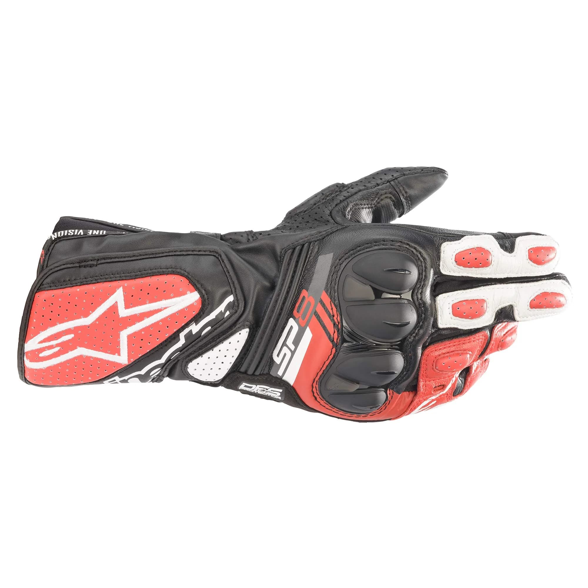 Alpinestars SP-8 V3 Full Gauntlet Leather Gloves - Black/White/Bright Red, Large