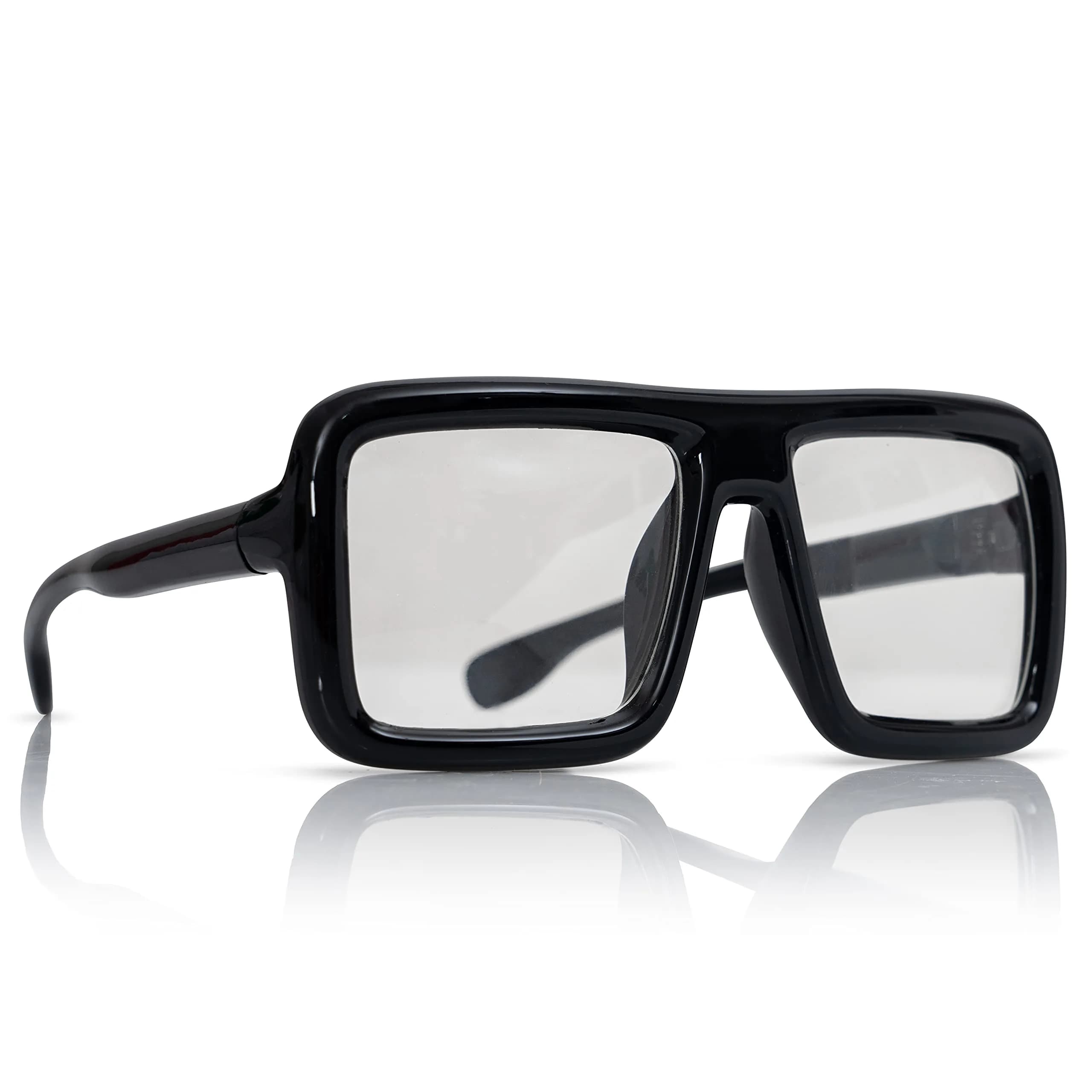 Skeleteen Big Fake Oversized Black Glasses – Thick Shiny Square Frames Nerd Costume Accessory (One Size) - main product image