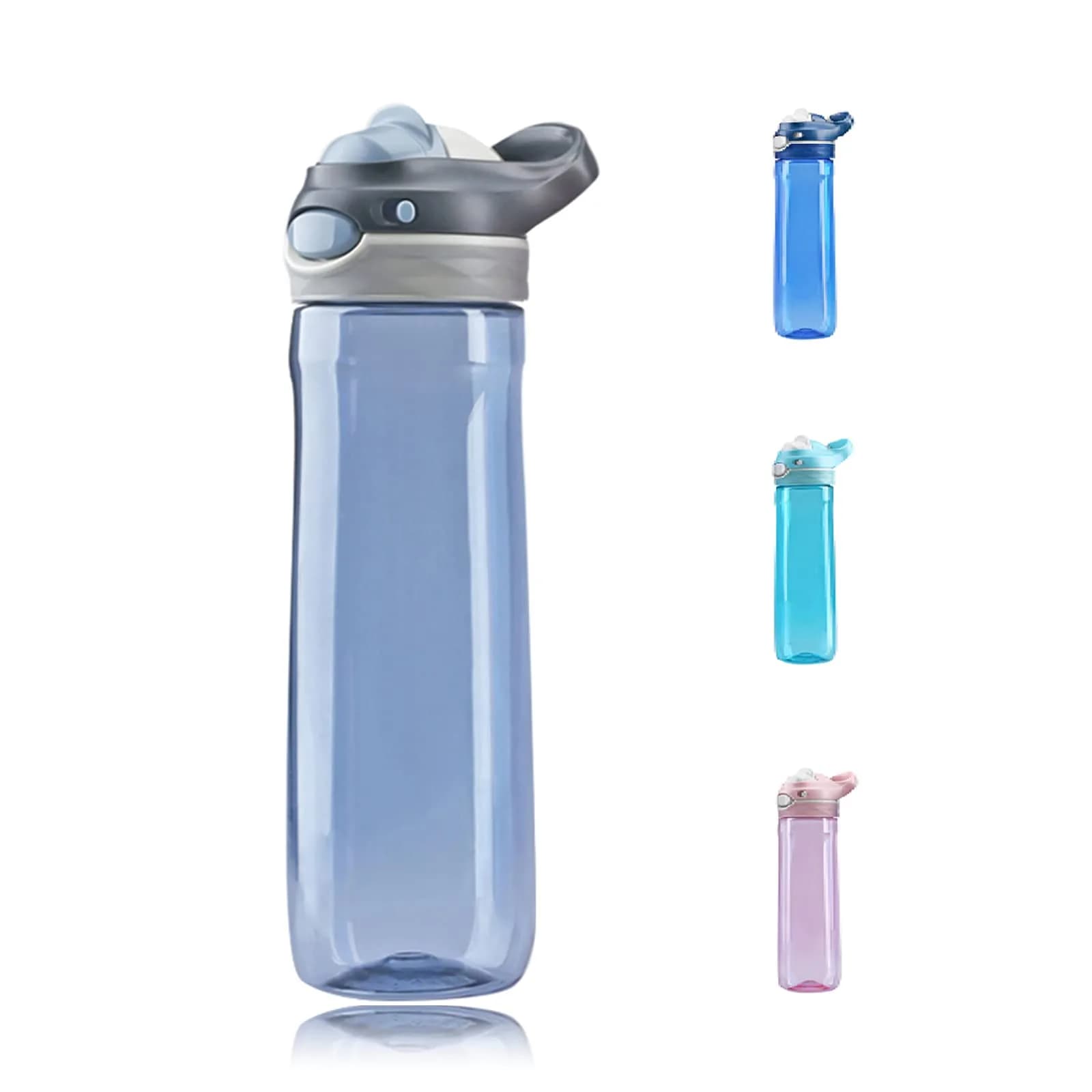 DEARART 750ml (25.4oz) Grey Water Bottle with Hidden No Straw Flip Top | Leakproof Lock Button Handle - main product image