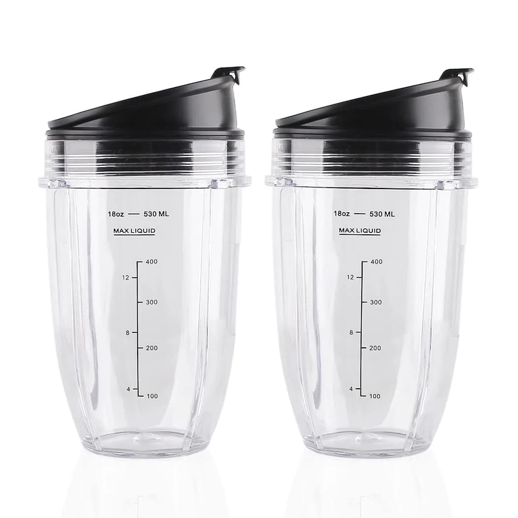 Veterger 2 Pack Replacement Parts Cup with Lid,Compatible with Ninja Blender Auto iQ BL480 BL482 BL642 NN102 BL682 BL450 BL2013 (2 18oz) | Kitchen Appliance Accessory - main product image