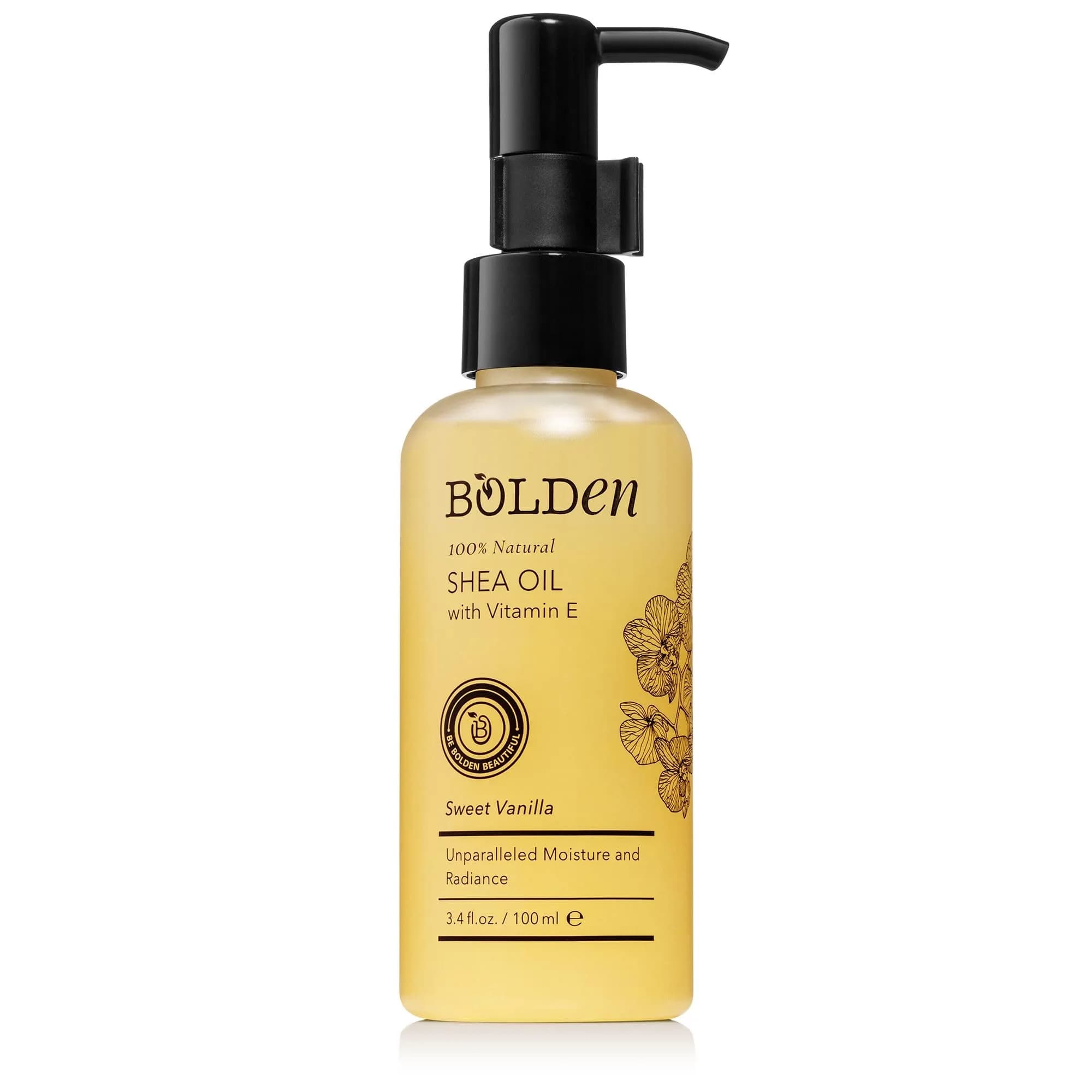 BOLDEN Sweet Vanilla Shea Body Oil with Vitamin E 100ml (3.4 Fl Oz) | Natural Moisture for Dry Skin - main product image