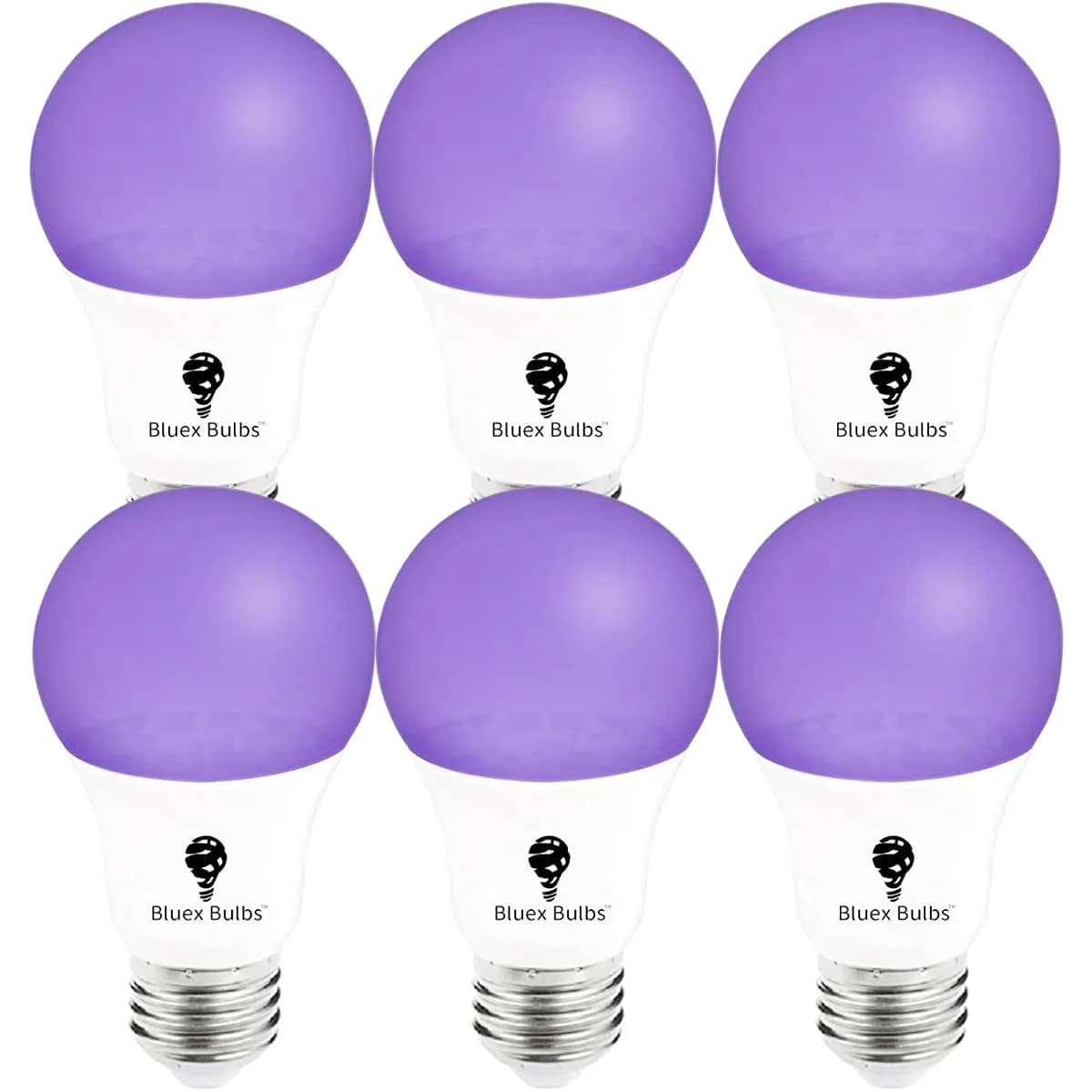 Bluex Bulbs 6 Pack LED Black Light Bulb, 9W A19 E26 | Neon Glow for Decor & Parties - main product image