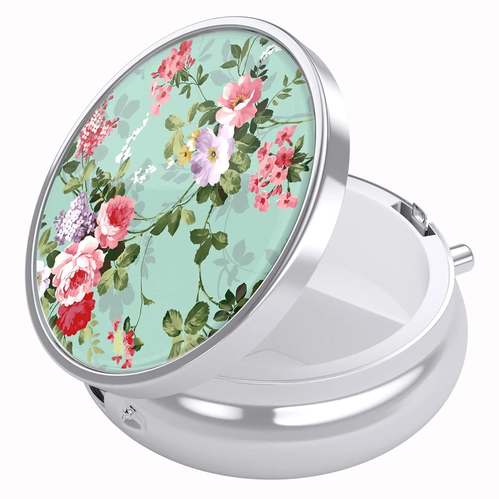 Nipichsha Pill Box Small Portable Medicine Organizer Graceful Peony | Compact, Sturdy & Stylish - main product image