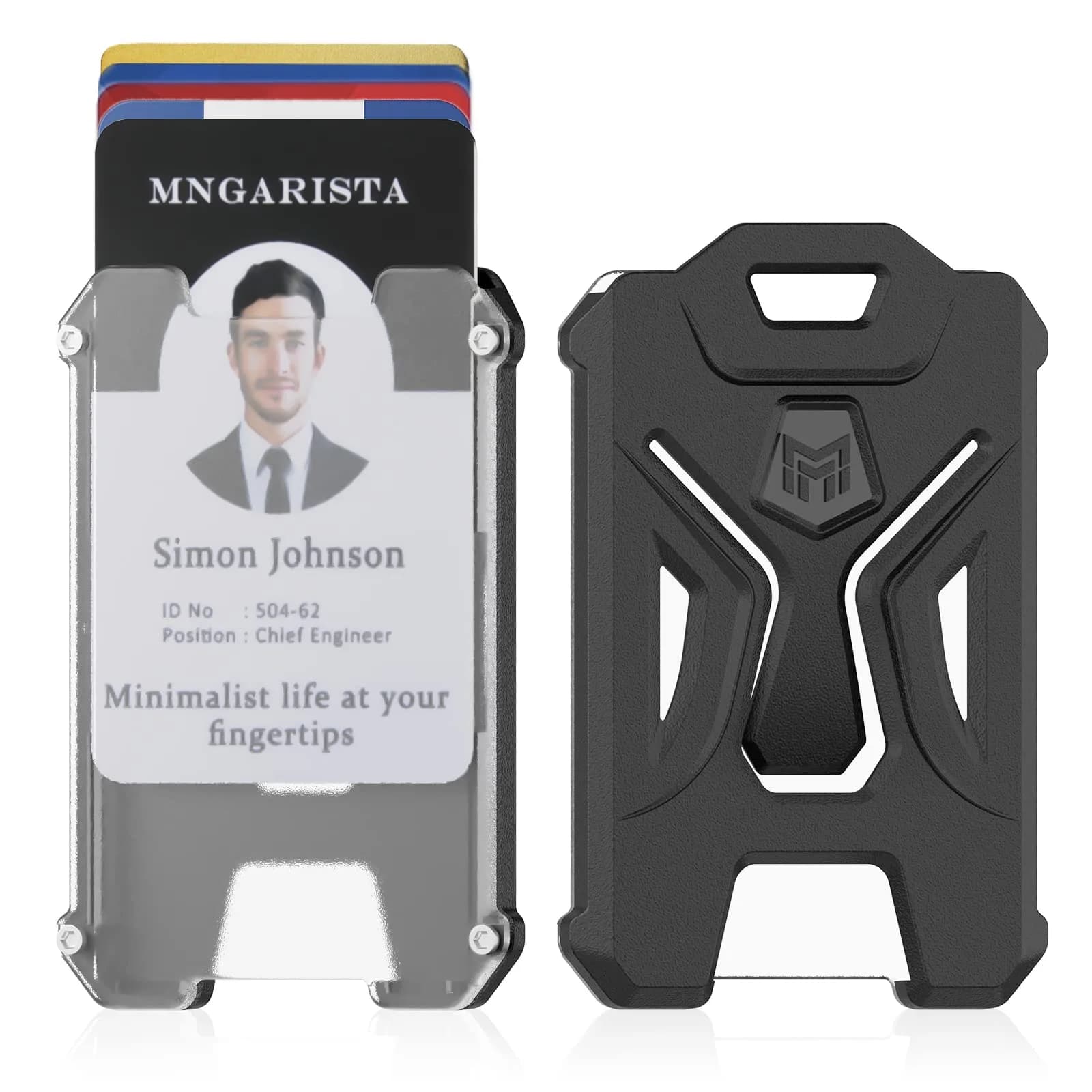 MNGARISTA Heavy Duty Vertical ID Card Holder Protector, 2 Pack | PC Polycarbonate, Black - main product image