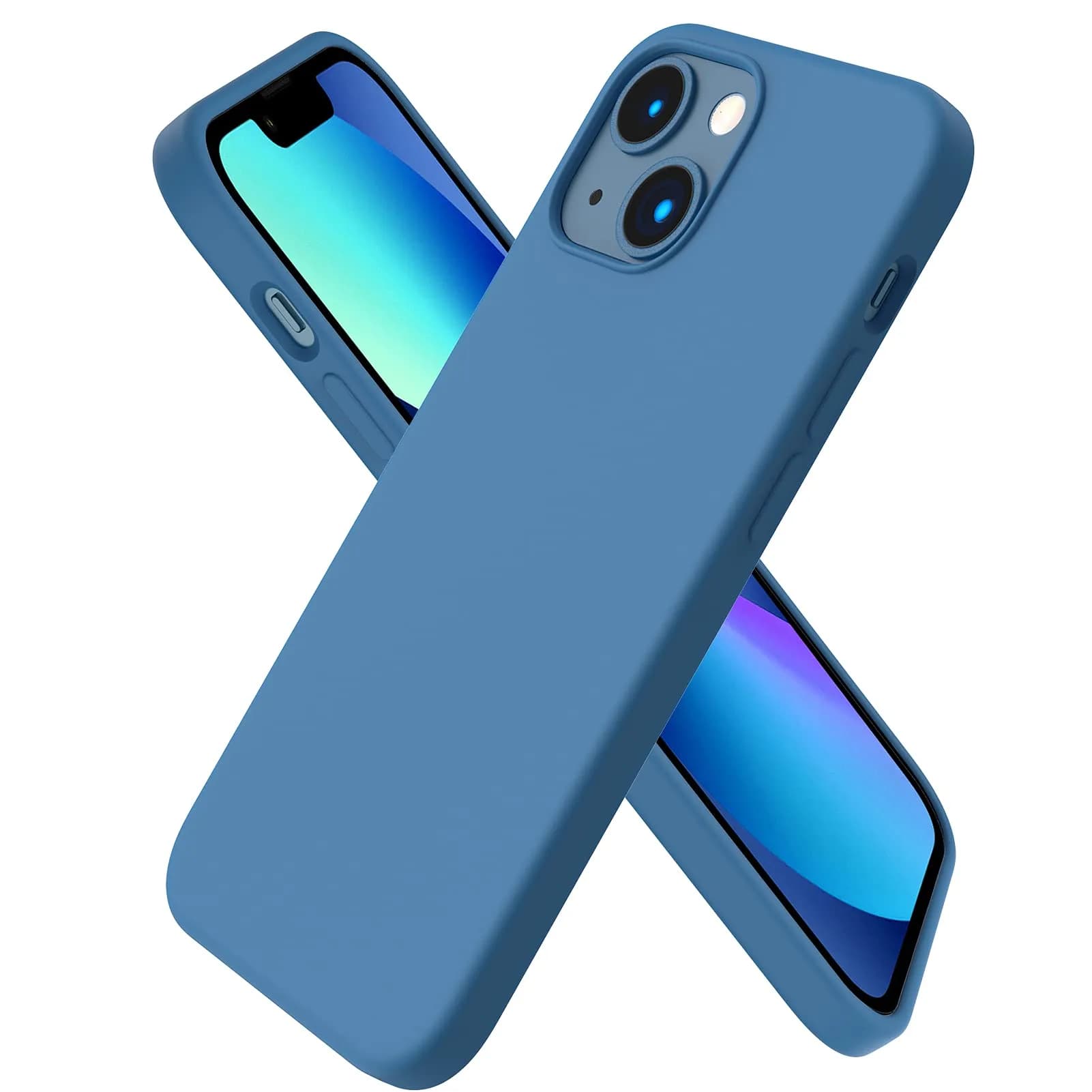 ORNARTO Compatible with iPhone 13 Mini Case, Slim Liquid Silicone 5.4 inch | Full Coverage, Microfiber Cushion, 3 Layers, Blue