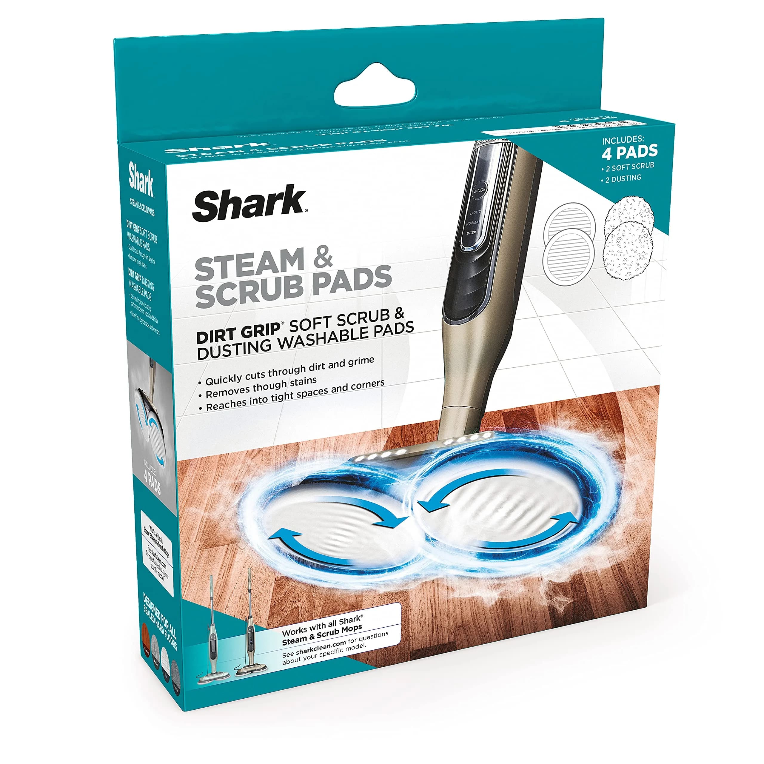 Shark Steam & Scrub Dirt Grip Soft Scrub & Dusting Pads | Compatible with All Shark Steam & Scrub Mops - main product image